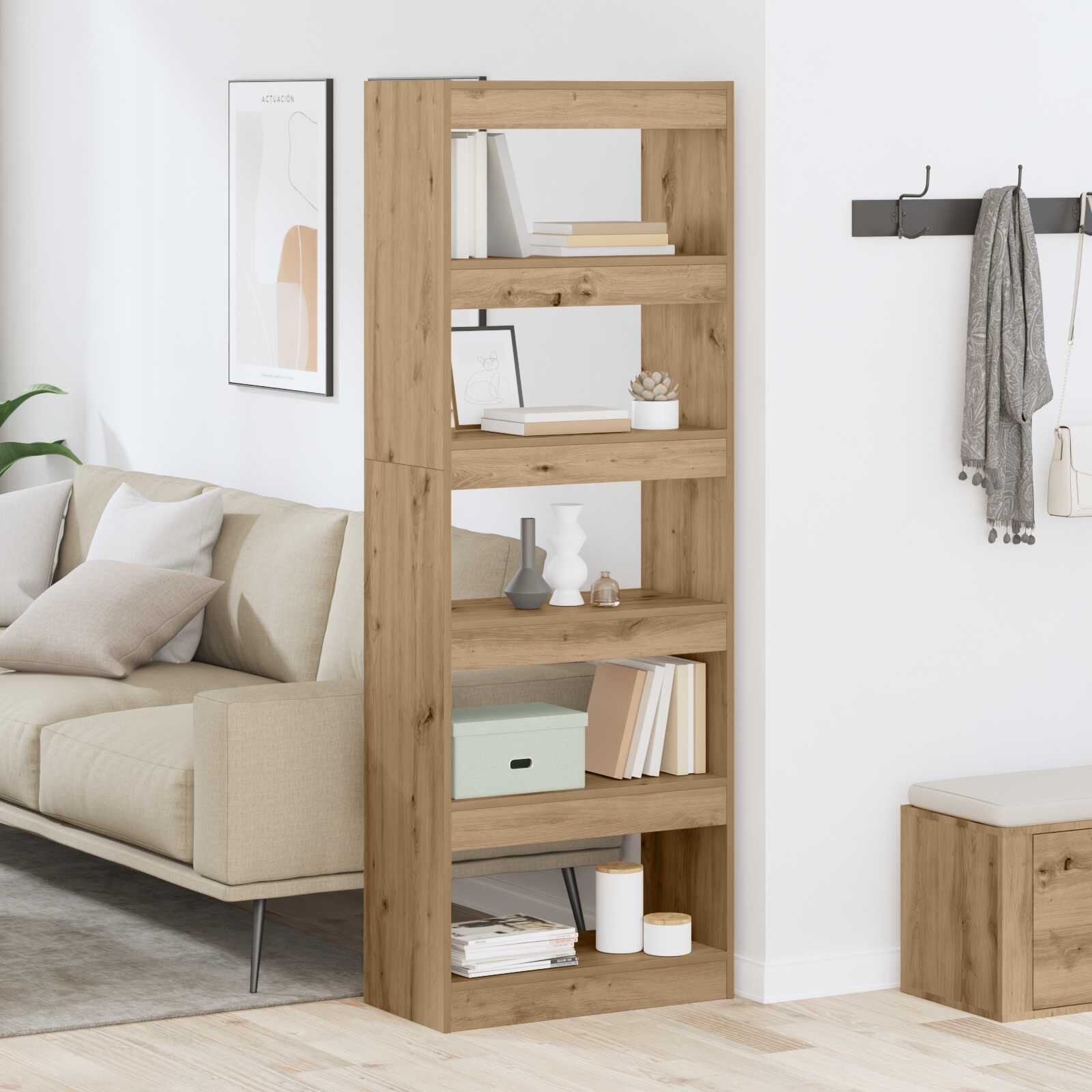 vidaXL Шкаф за книги 5 нива 60 x 30 x 166 см Инженерна дървесина