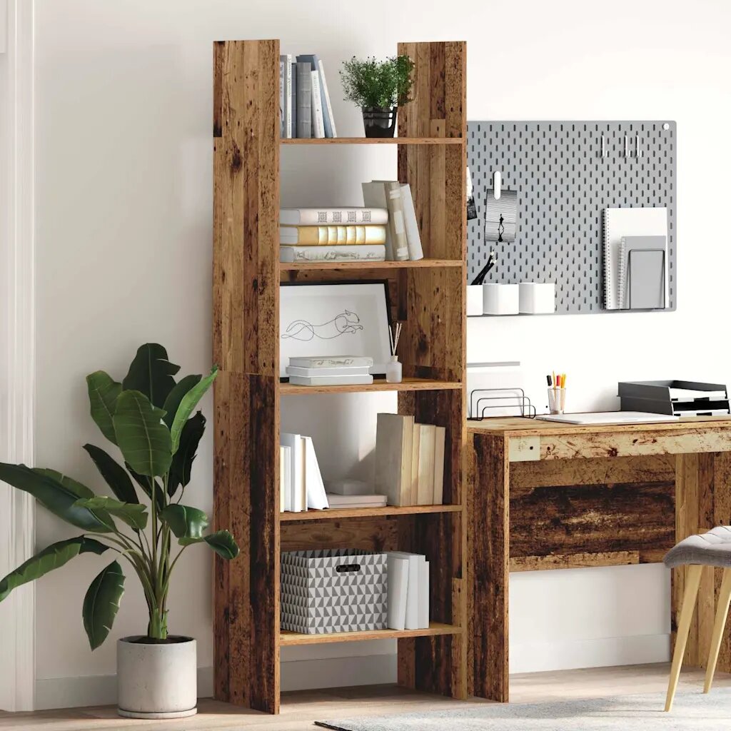 vidaXL Шкаф за книги 5 нива 60 x 35 x 180 см Инженерна дървесина