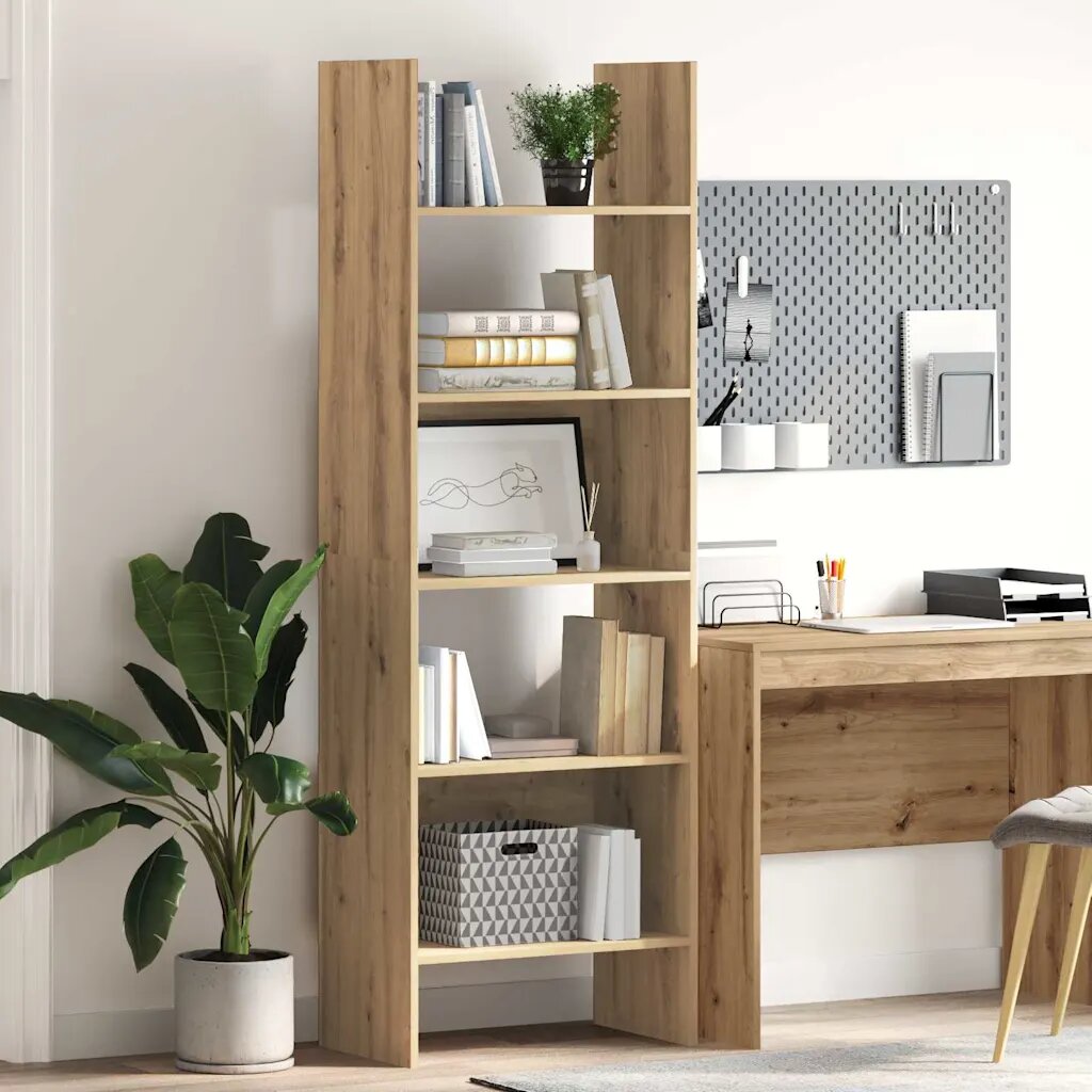 vidaXL Шкаф за книги 5 нива 60 x 35 x 180 см Инженерна дървесина Дъб