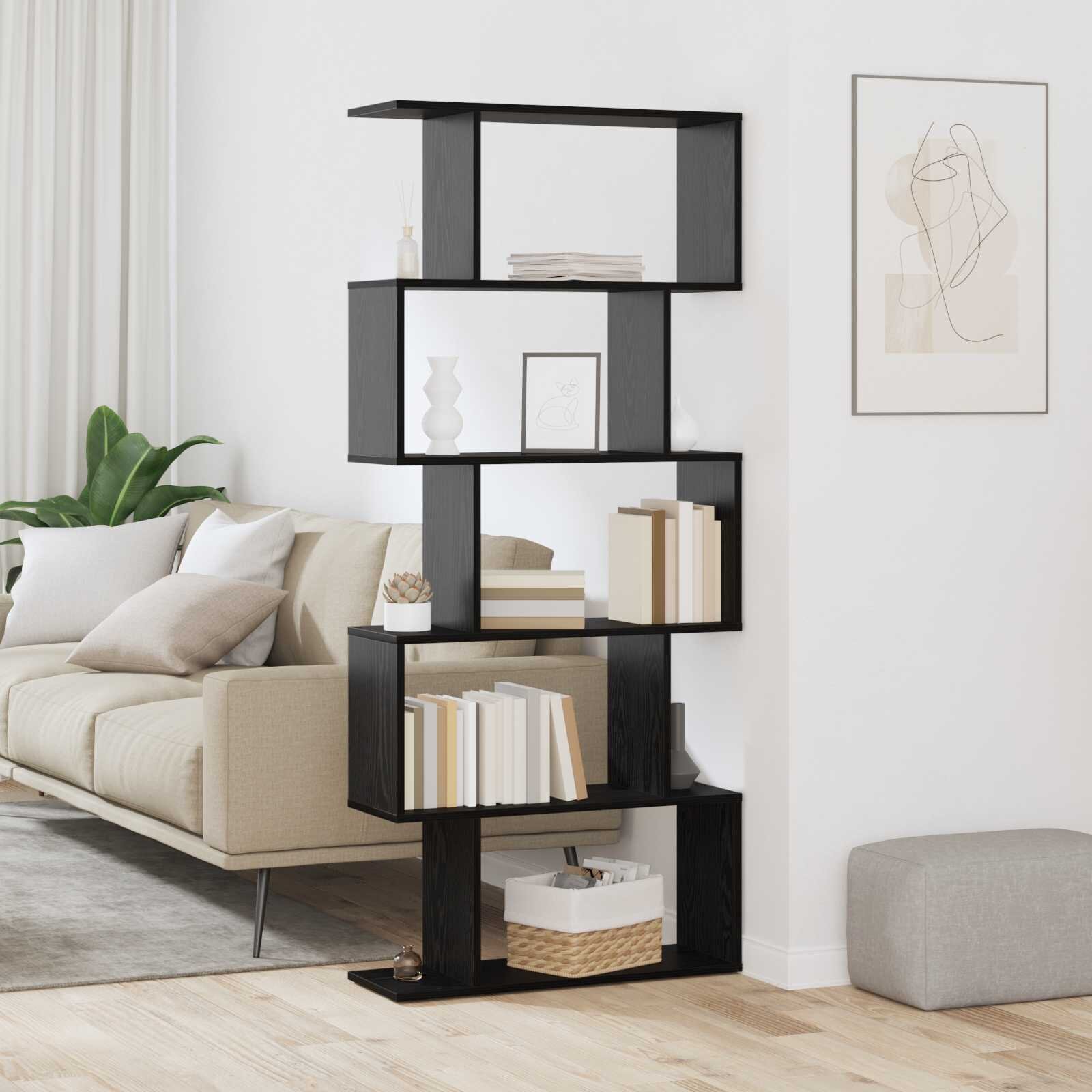 vidaXL Шкаф за книги 5 нива 70 x 24 x 161 см Инженерна дървесина