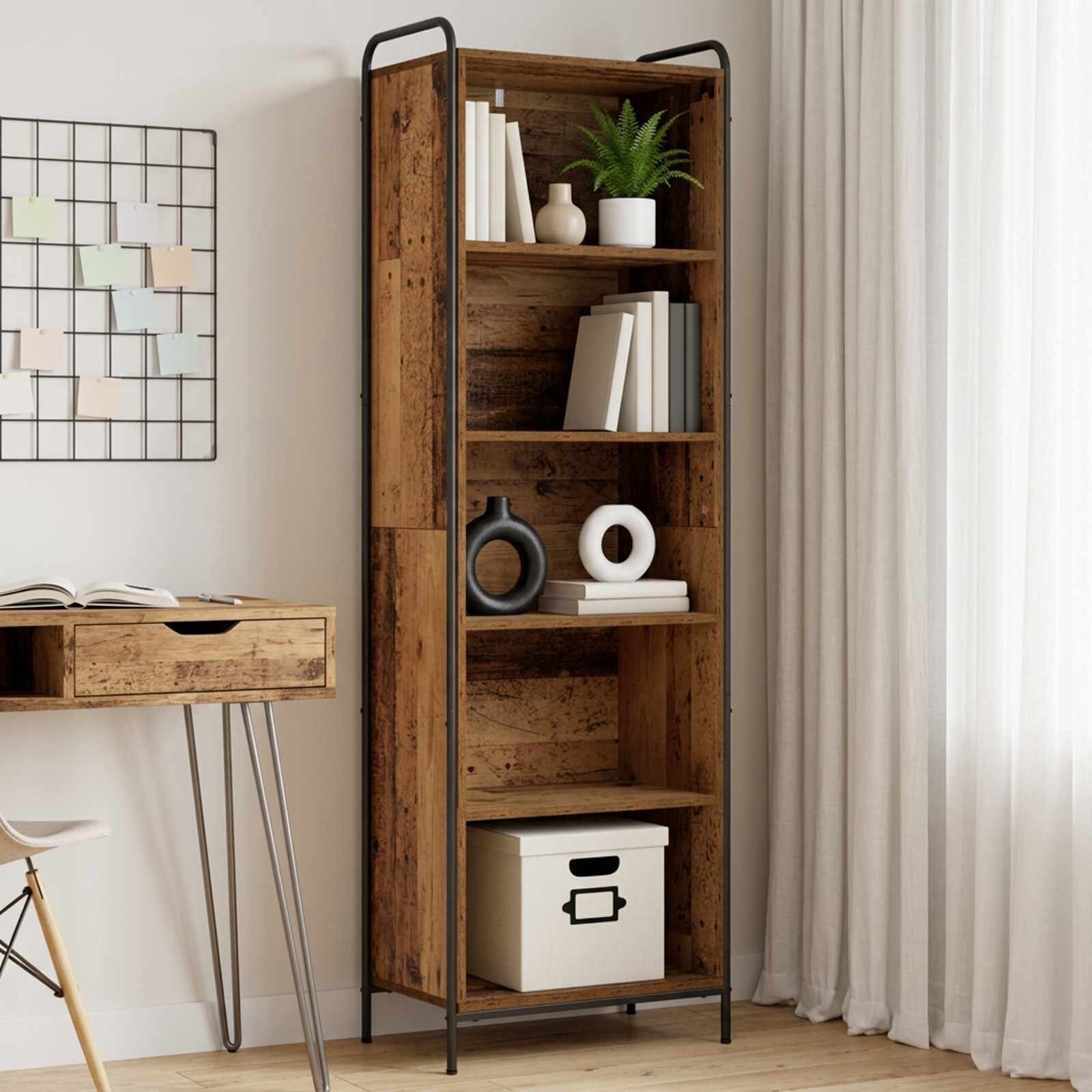 vidaXL Шкаф за книги 555 x 33 x 174 см Инженерна дървесина