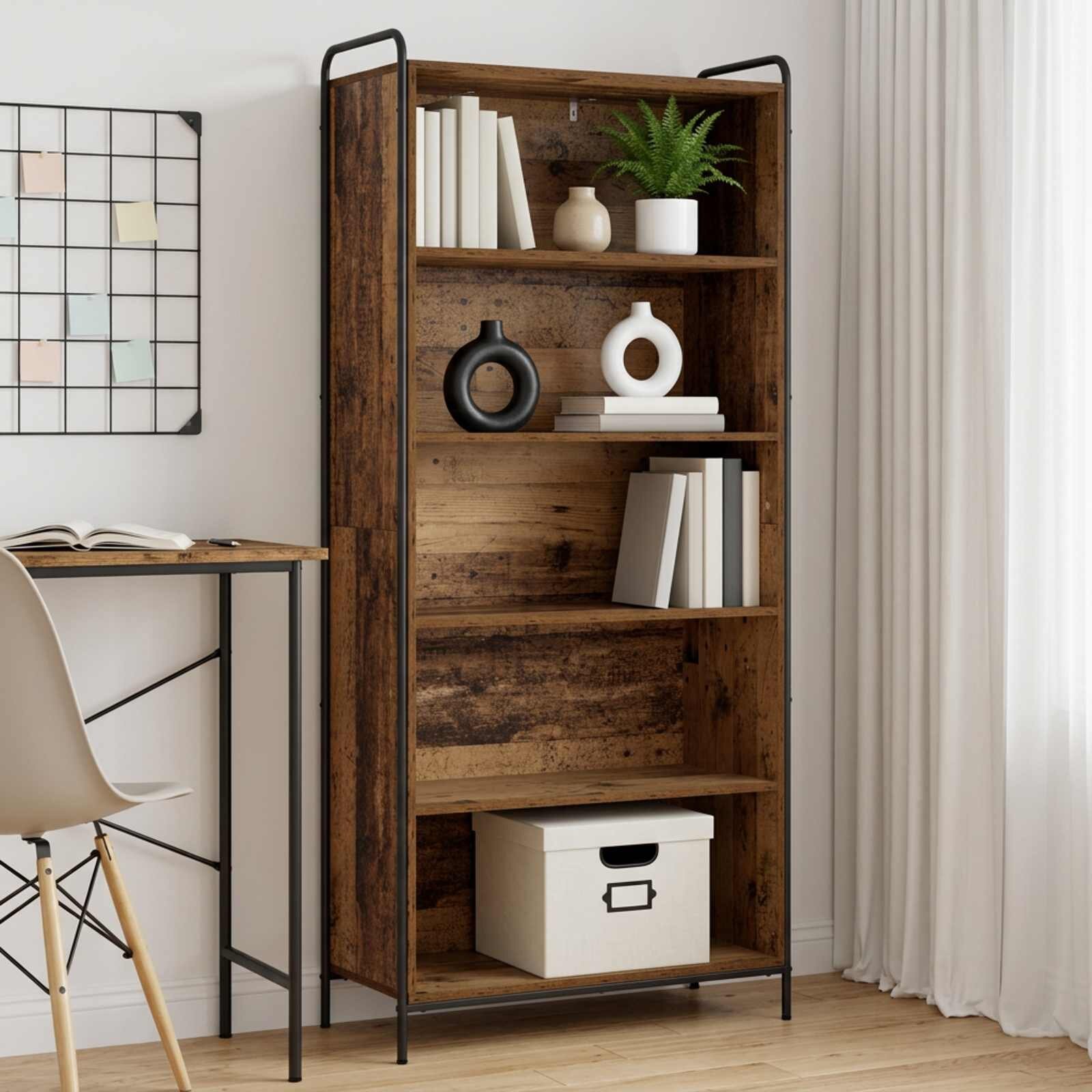 vidaXL Шкаф за книги 555 x 33 x 174 см Инженерна дървесина
