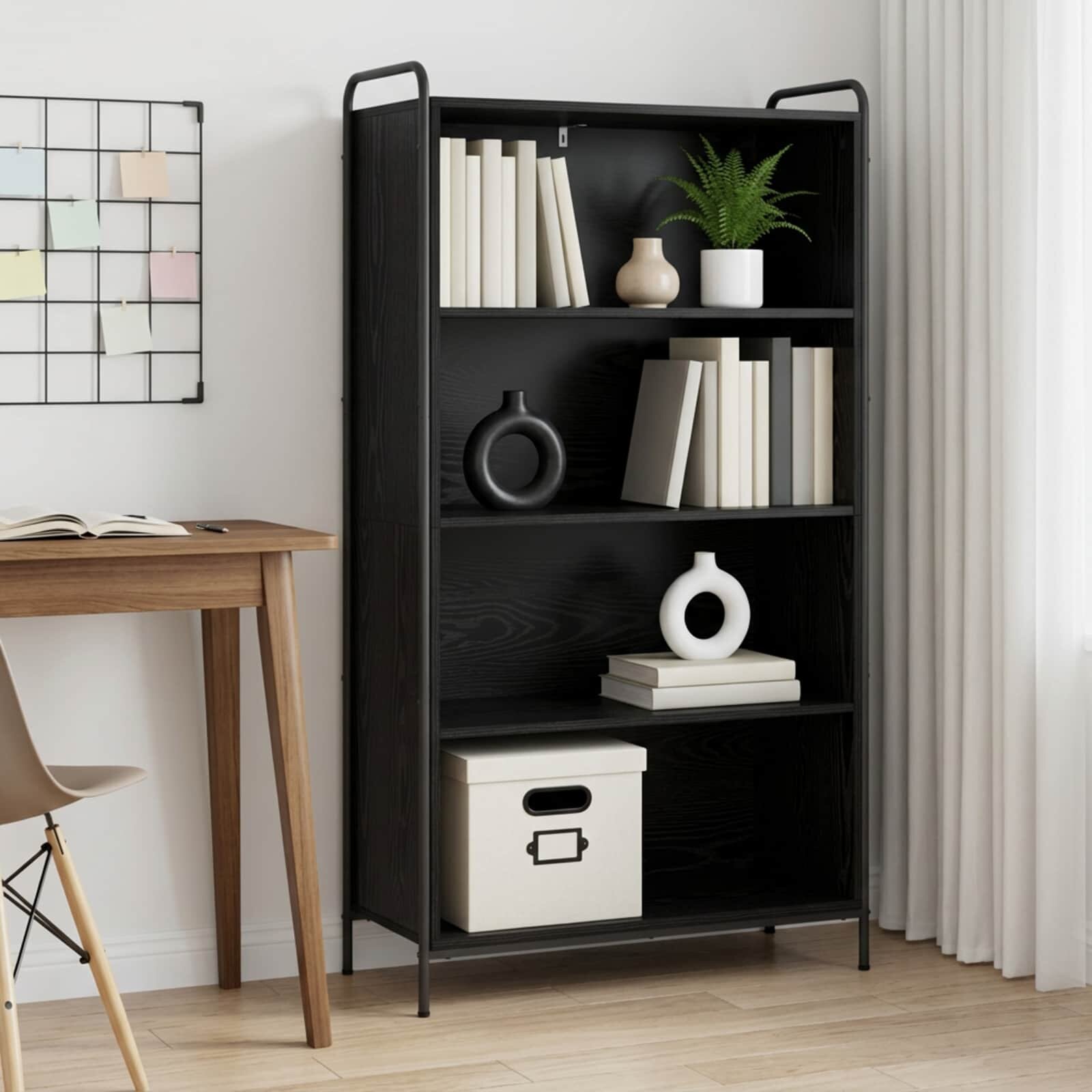 vidaXL Шкаф за книги 555 x 33 x 174 см Инженерна дървесина Черен дъб