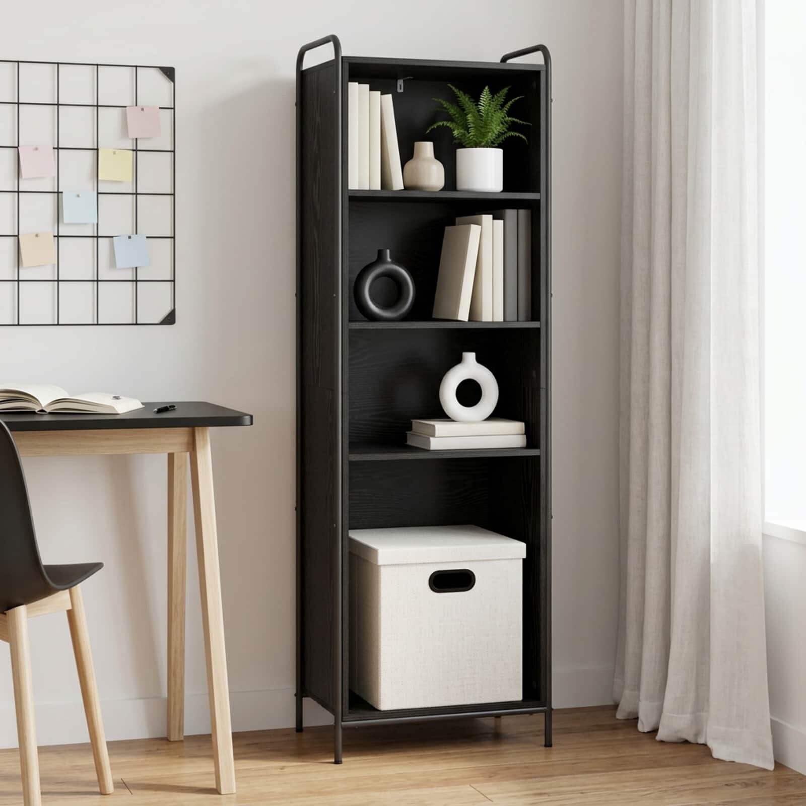 vidaXL Шкаф за книги 555 x 33 x 174 см Инженерна дървесина Черен дъб