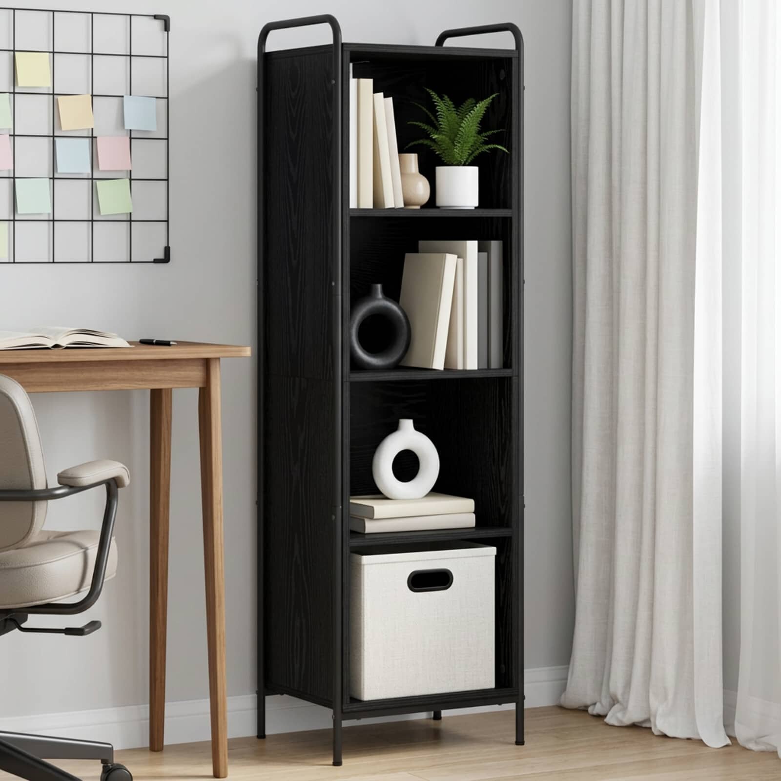 vidaXL Шкаф за книги 555 x 33 x 174 см Инженерна дървесина Черен дъб