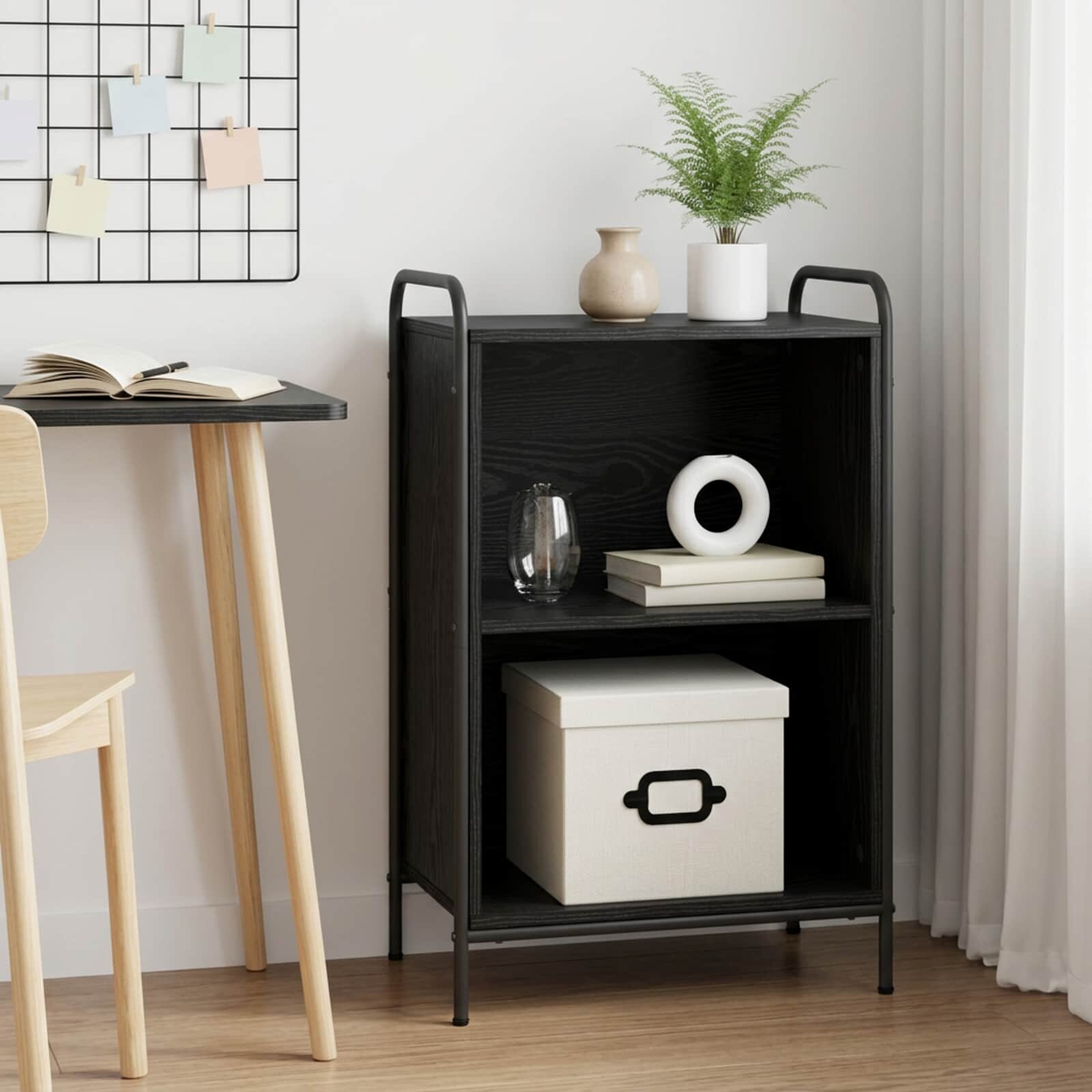 vidaXL Шкаф за книги 555 x 33 x 174 см Инженерна дървесина Черен дъб
