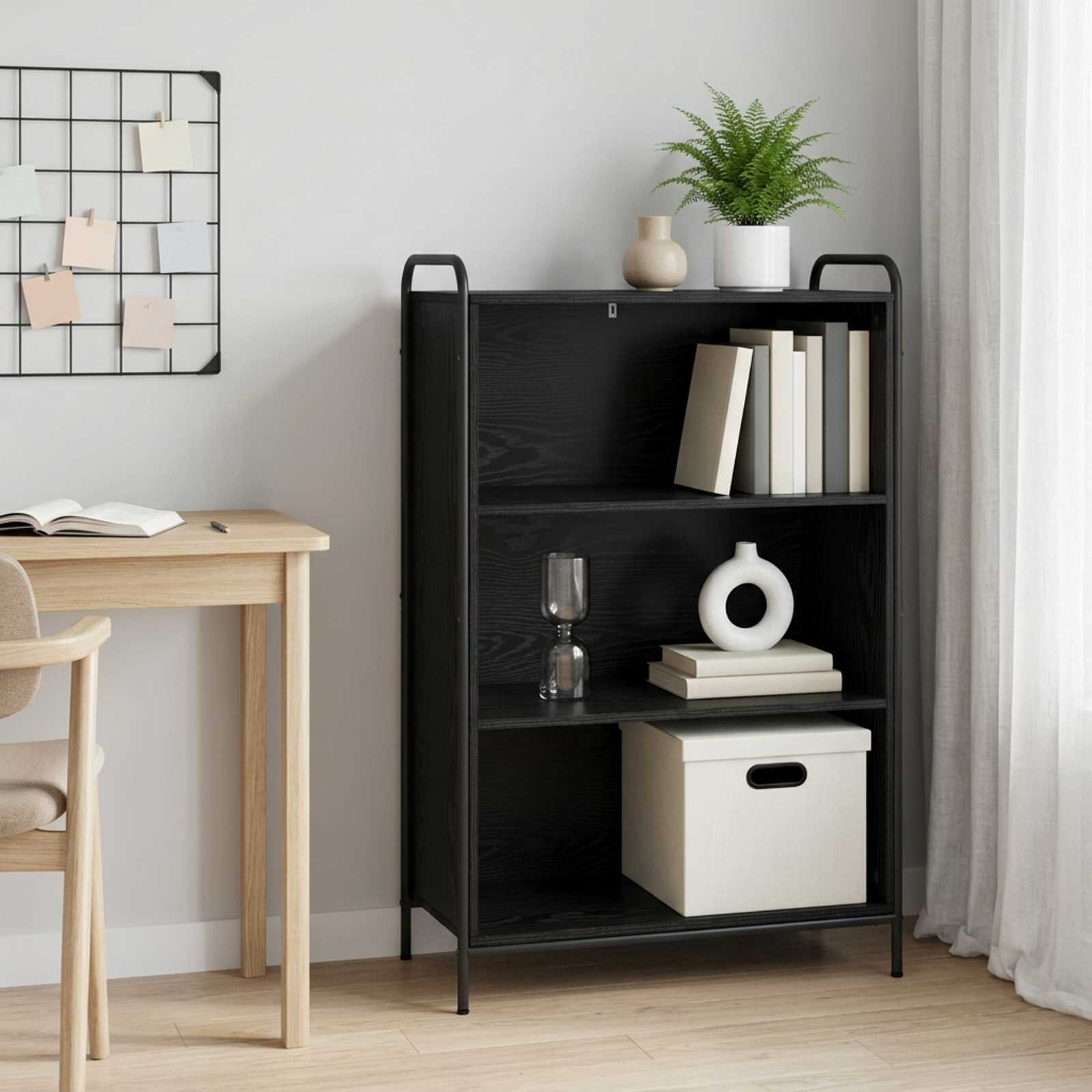 vidaXL Шкаф за книги 555 x 33 x 174 см Инженерна дървесина Черен дъб