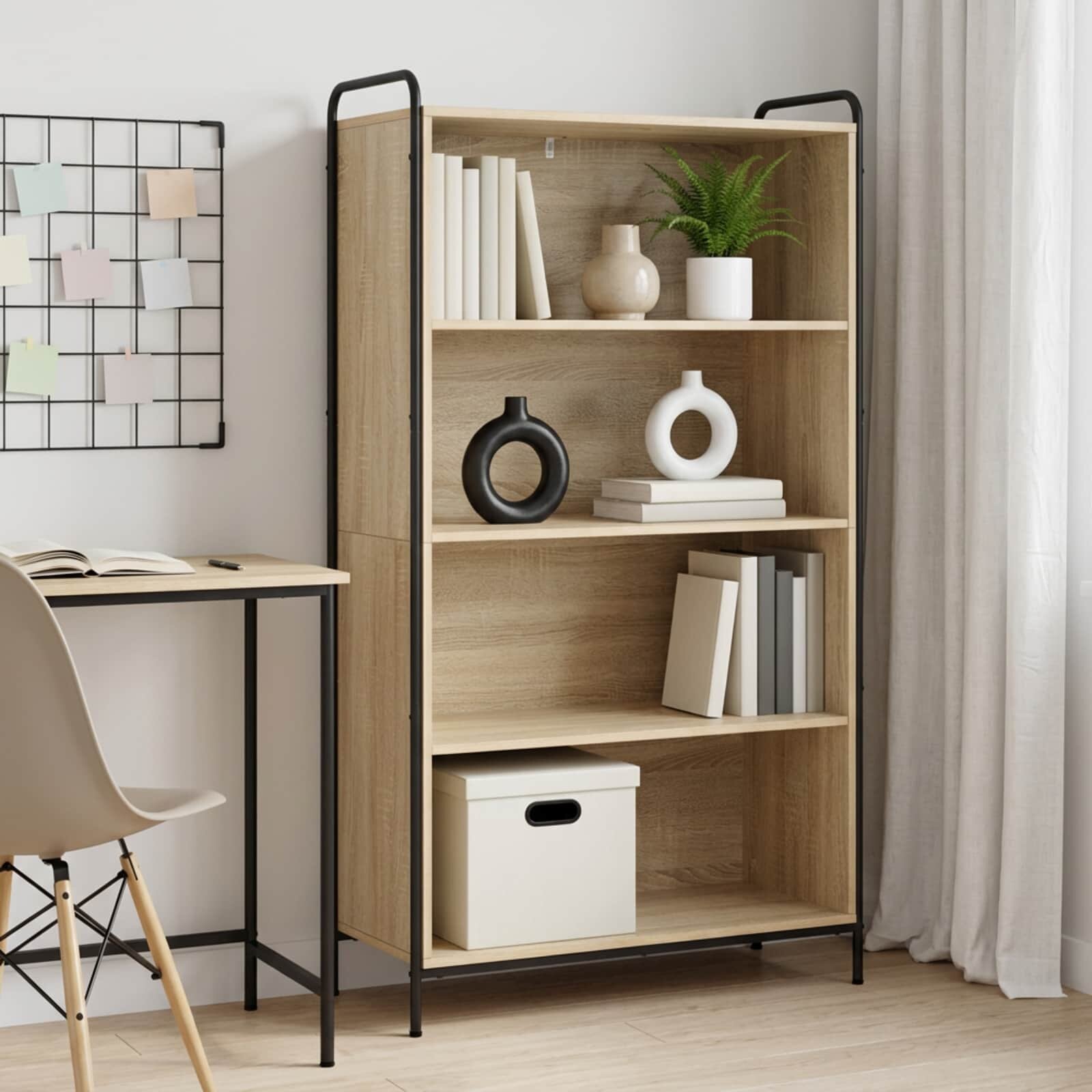 vidaXL Шкаф за книги 555 x 33 x 174 см Инженерна дървесина Дъб сонома