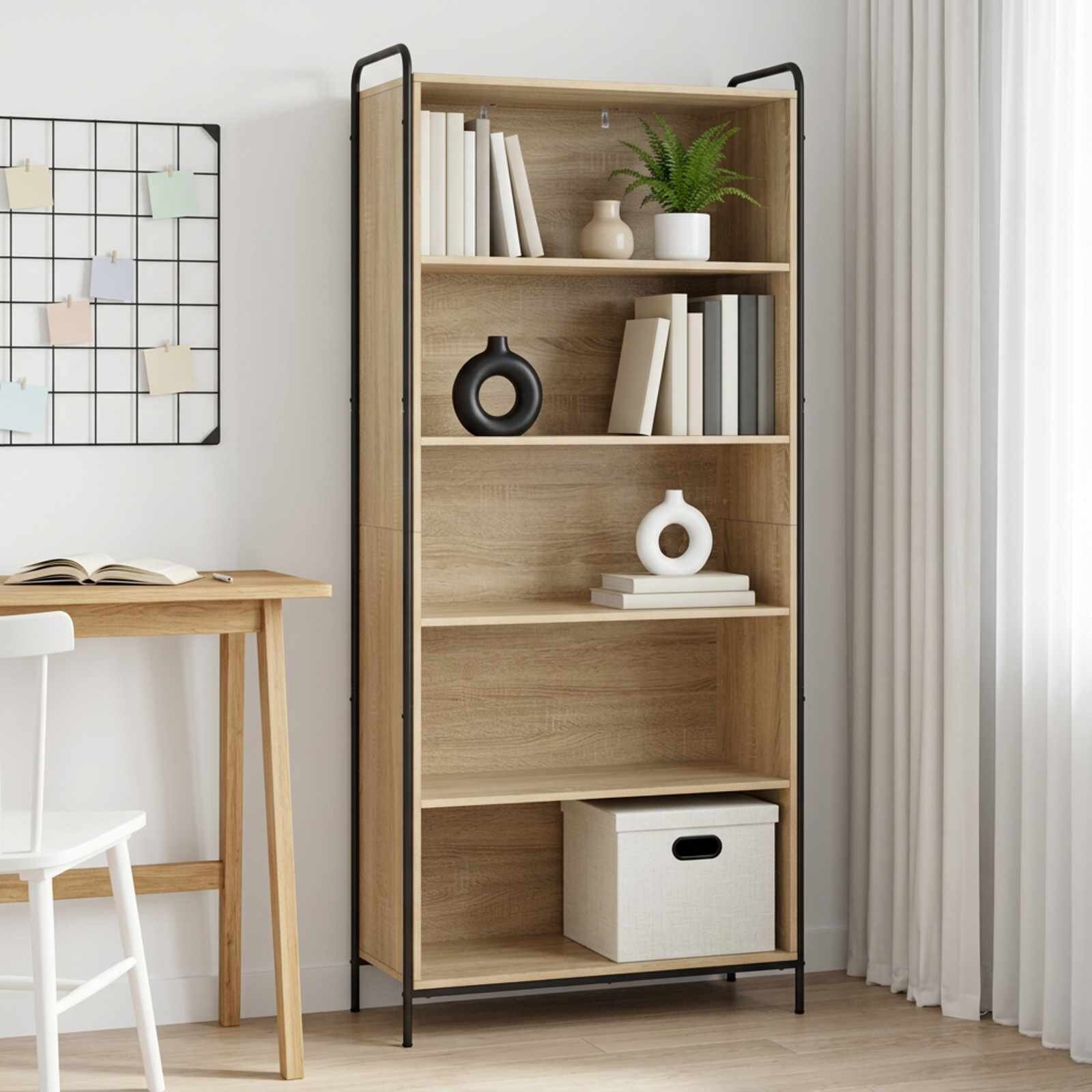 vidaXL Шкаф за книги 555 x 33 x 174 см Инженерна дървесина Дъб сонома