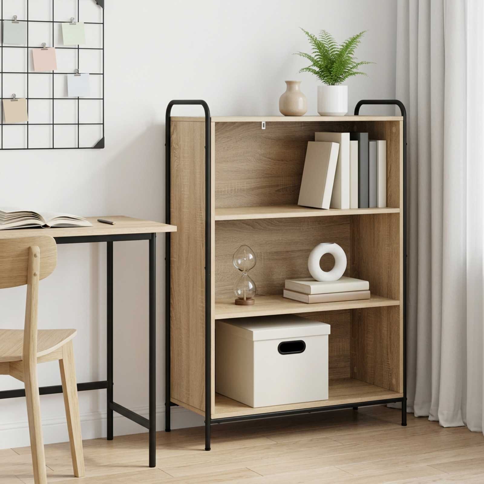 vidaXL Шкаф за книги 555 x 33 x 174 см Инженерна дървесина Дъб сонома