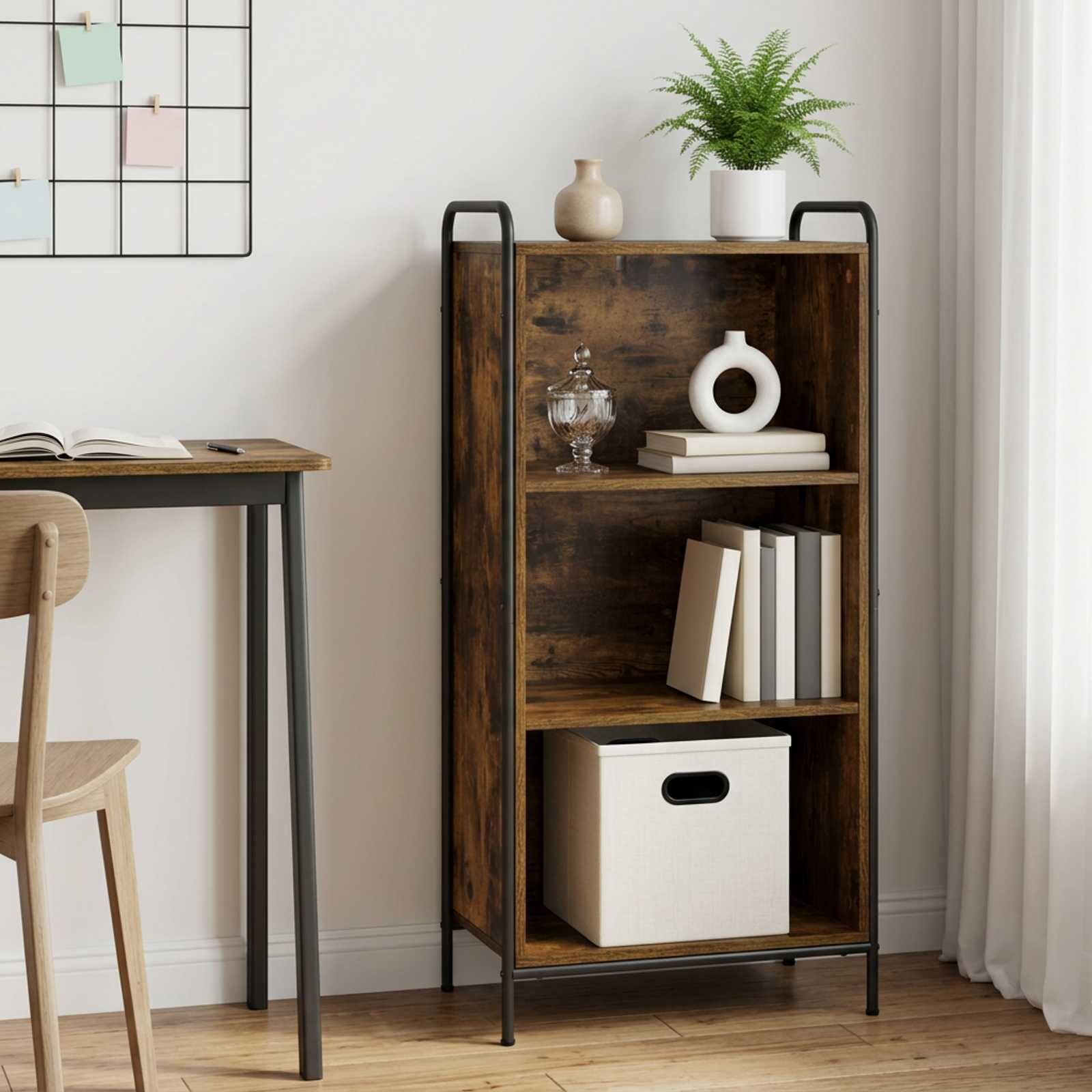 vidaXL Шкаф за книги 555 x 33 x 174 см Инженерна дървесина Опушен дъб