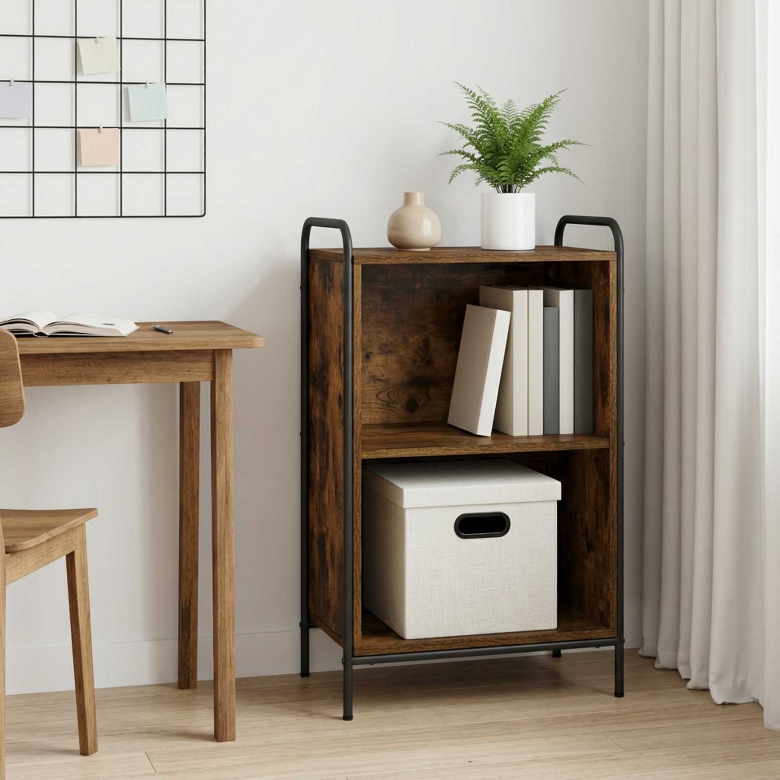 vidaXL Шкаф за книги 555 x 33 x 174 см Инженерна дървесина Опушен дъб