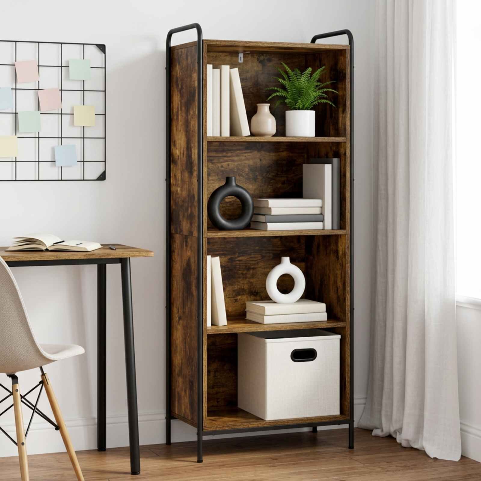 vidaXL Шкаф за книги 555 x 33 x 174 см Инженерна дървесина Опушен дъб