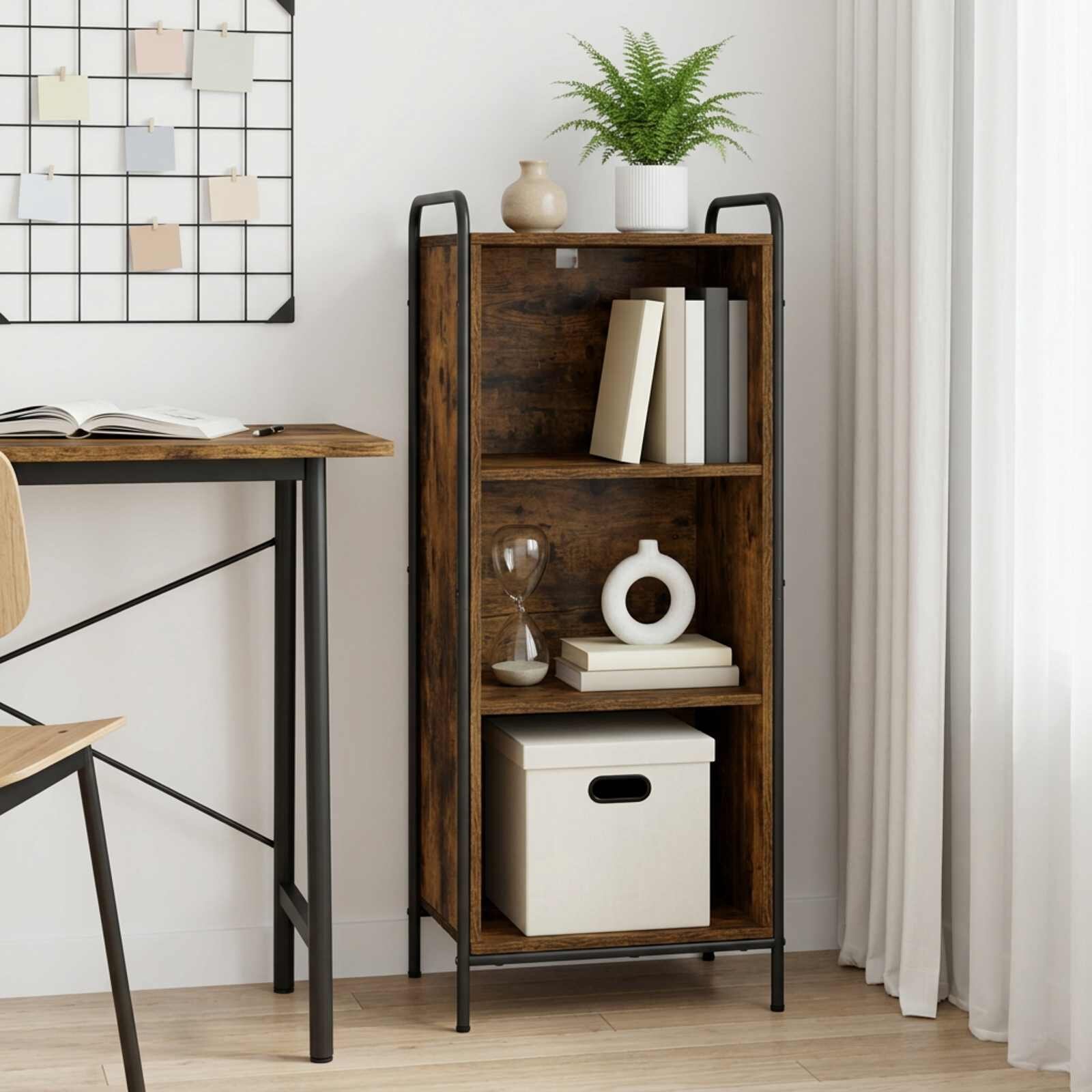 vidaXL Шкаф за книги 555 x 33 x 174 см Инженерна дървесина Опушен дъб