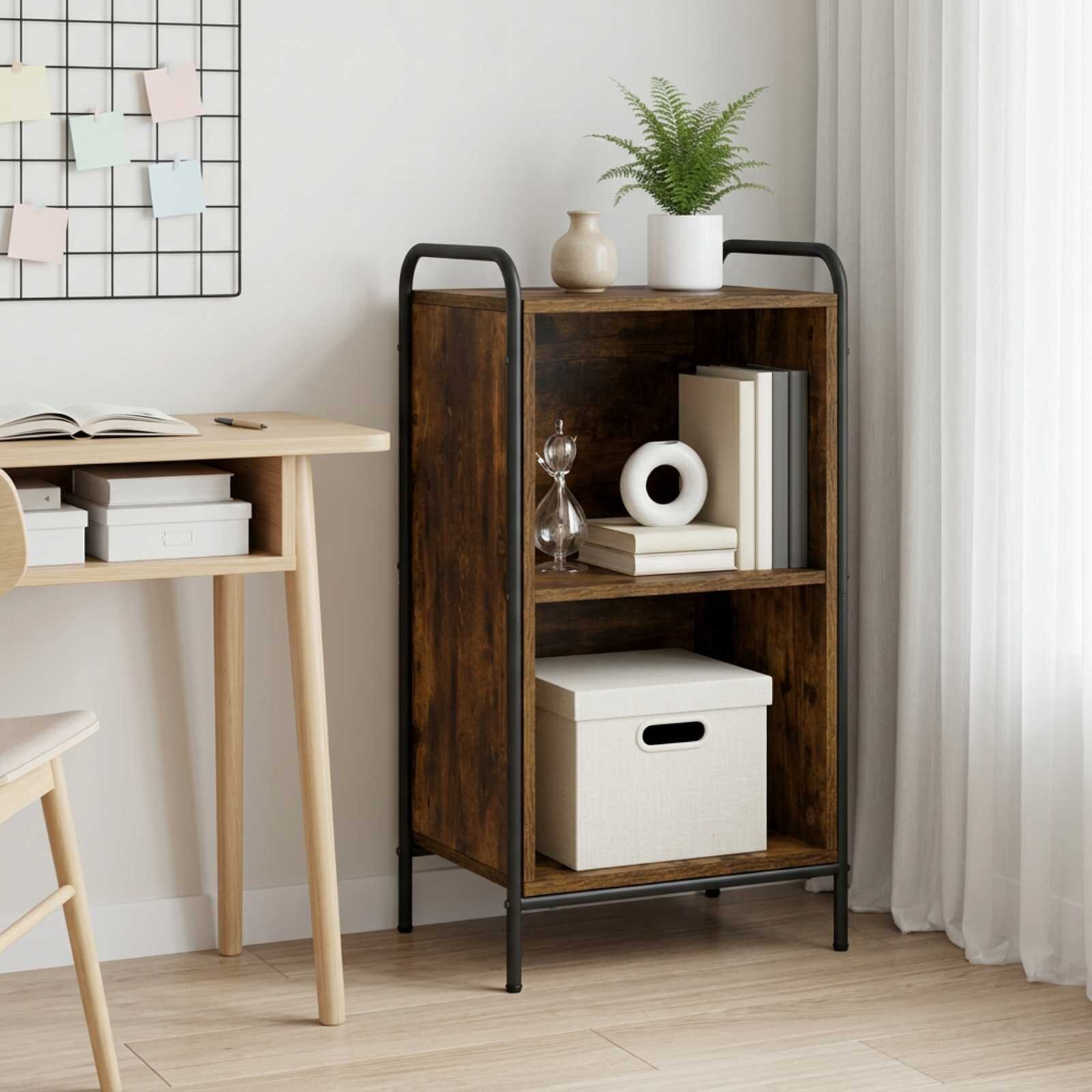 vidaXL Шкаф за книги 555 x 33 x 174 см Инженерна дървесина Опушен дъб