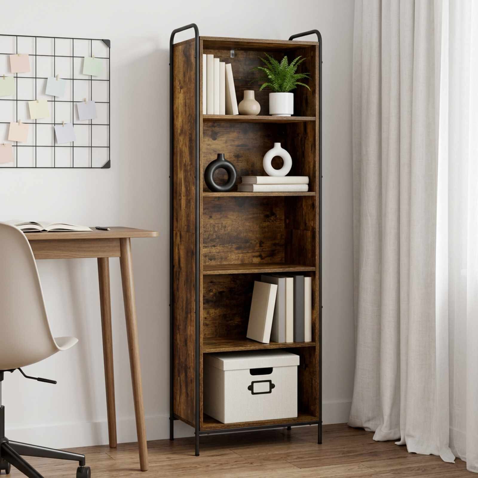 vidaXL Шкаф за книги 555 x 33 x 174 см Инженерна дървесина Опушен дъб