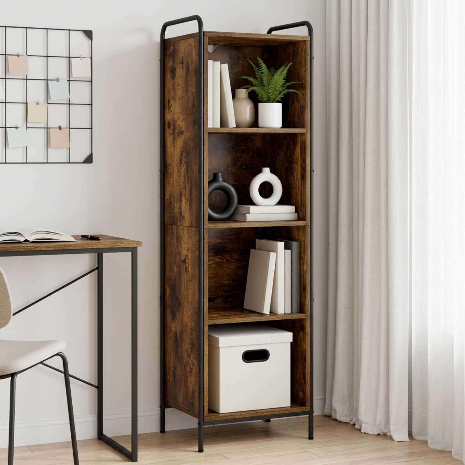 vidaXL Шкаф за книги 555 x 33 x 174 см Инженерна дървесина Опушен дъб