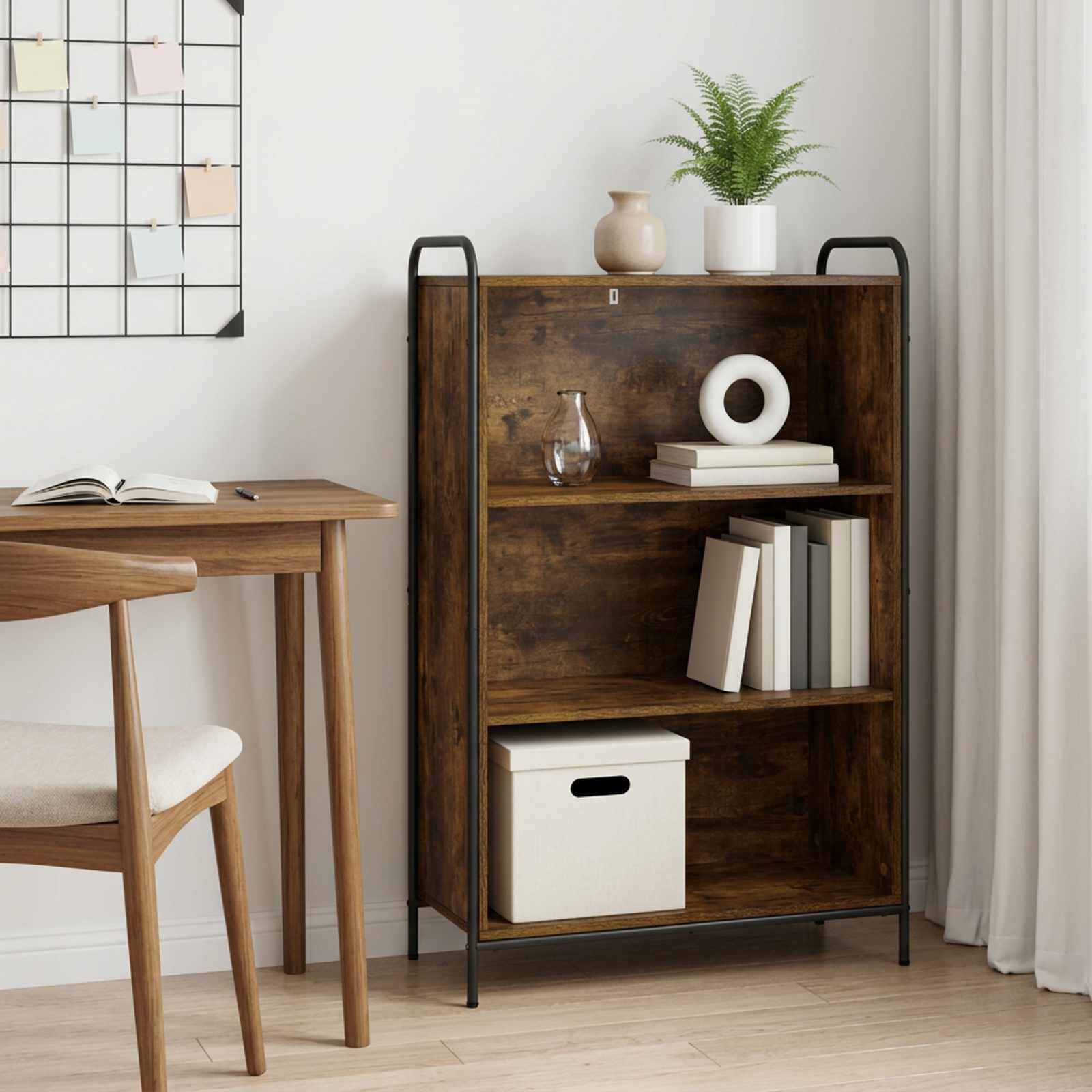 vidaXL Шкаф за книги 555 x 33 x 174 см Инженерна дървесина Опушен дъб
