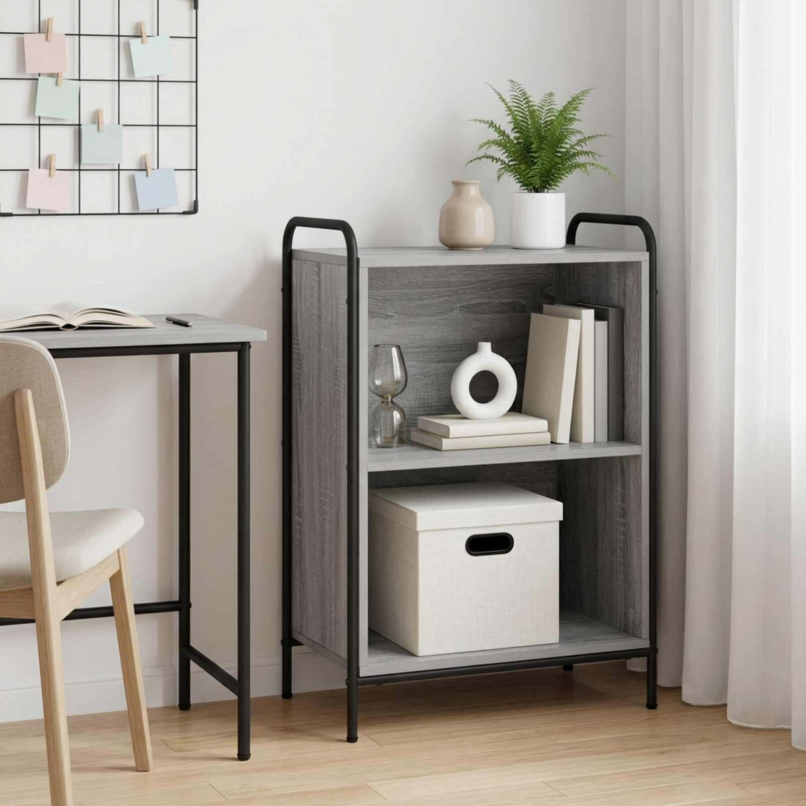 vidaXL Шкаф за книги 555 x 33 x 174 см Инженерна дървесина Сив Сонома