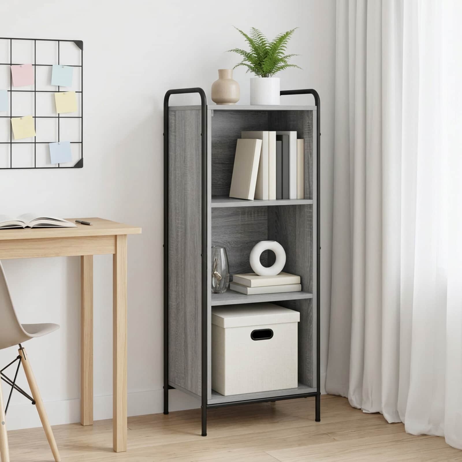 vidaXL Шкаф за книги 555 x 33 x 174 см Инженерна дървесина Сив Сонома