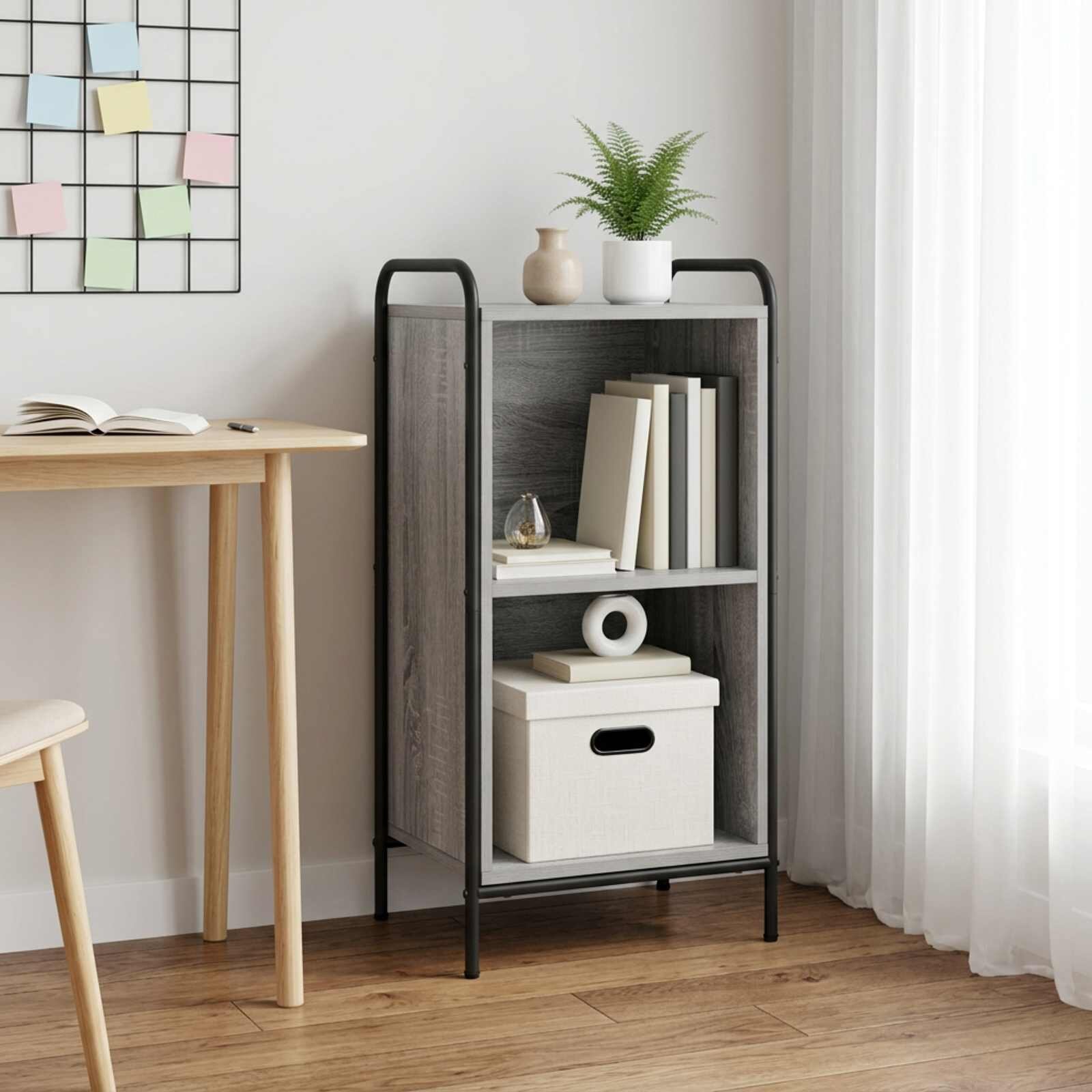 vidaXL Шкаф за книги 555 x 33 x 174 см Инженерна дървесина Сив Сонома