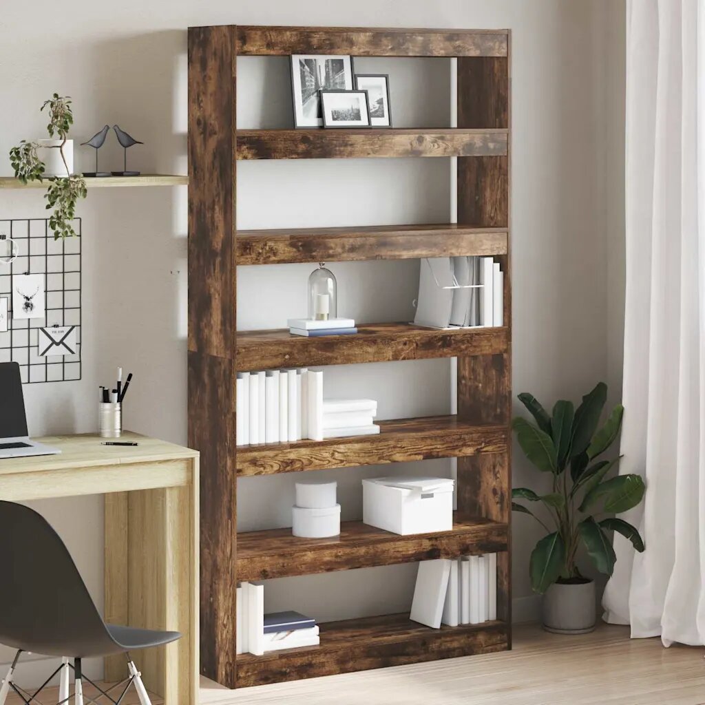 vidaXL Шкаф за книги 6 нива 100 x 30 x 198 см Инженерна дървесина
