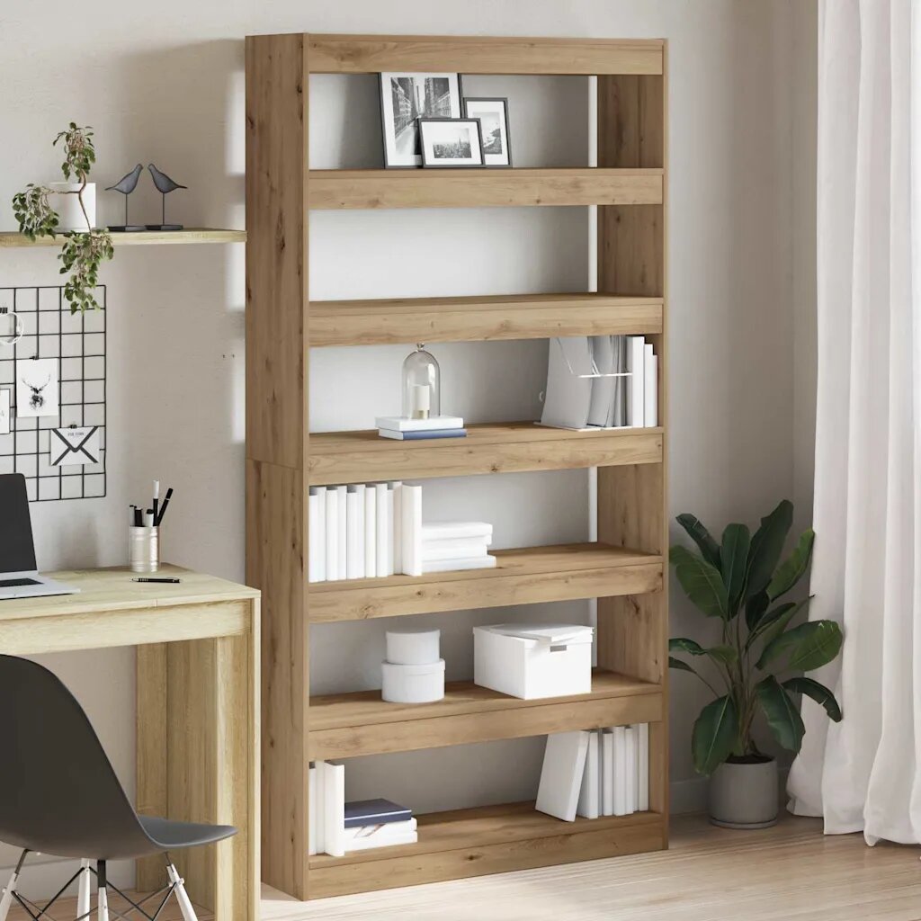 vidaXL Шкаф за книги 6 нива 100 x 30 x 198 см Инженерна дървесина