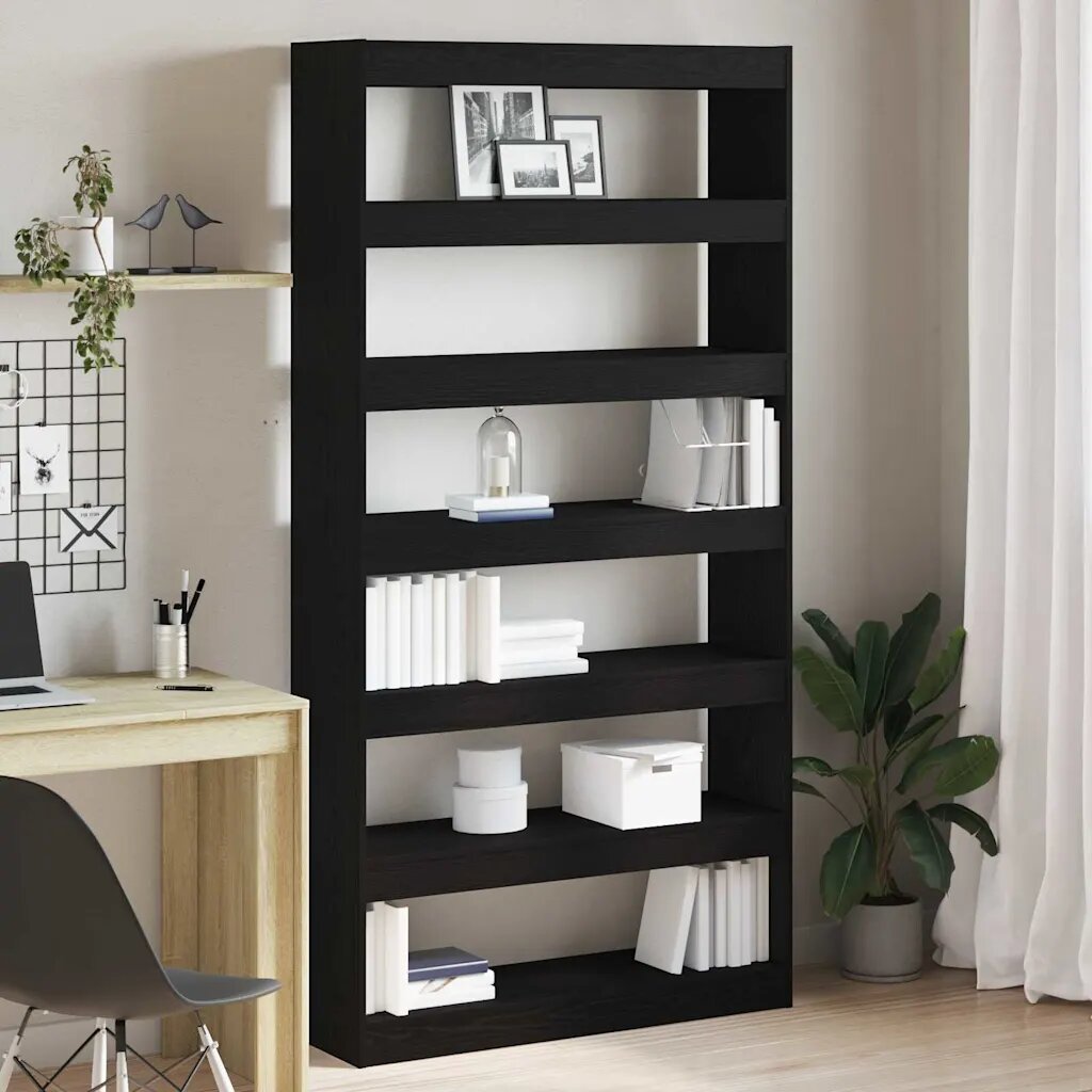 vidaXL Шкаф за книги 6 нива 100 x 30 x 198 см Инженерна дървесина