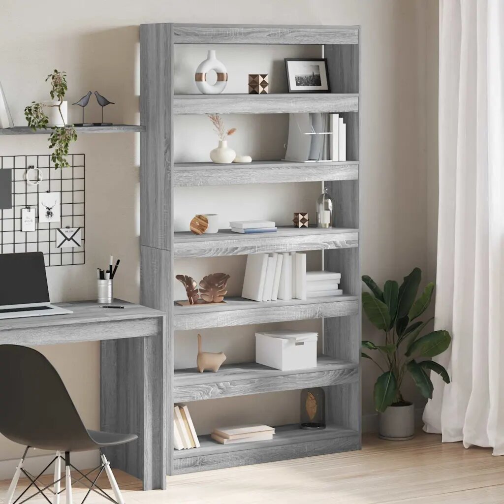 vidaXL Шкаф за книги 6 нива 100 x 30 x 198 см Инженерна дървесина