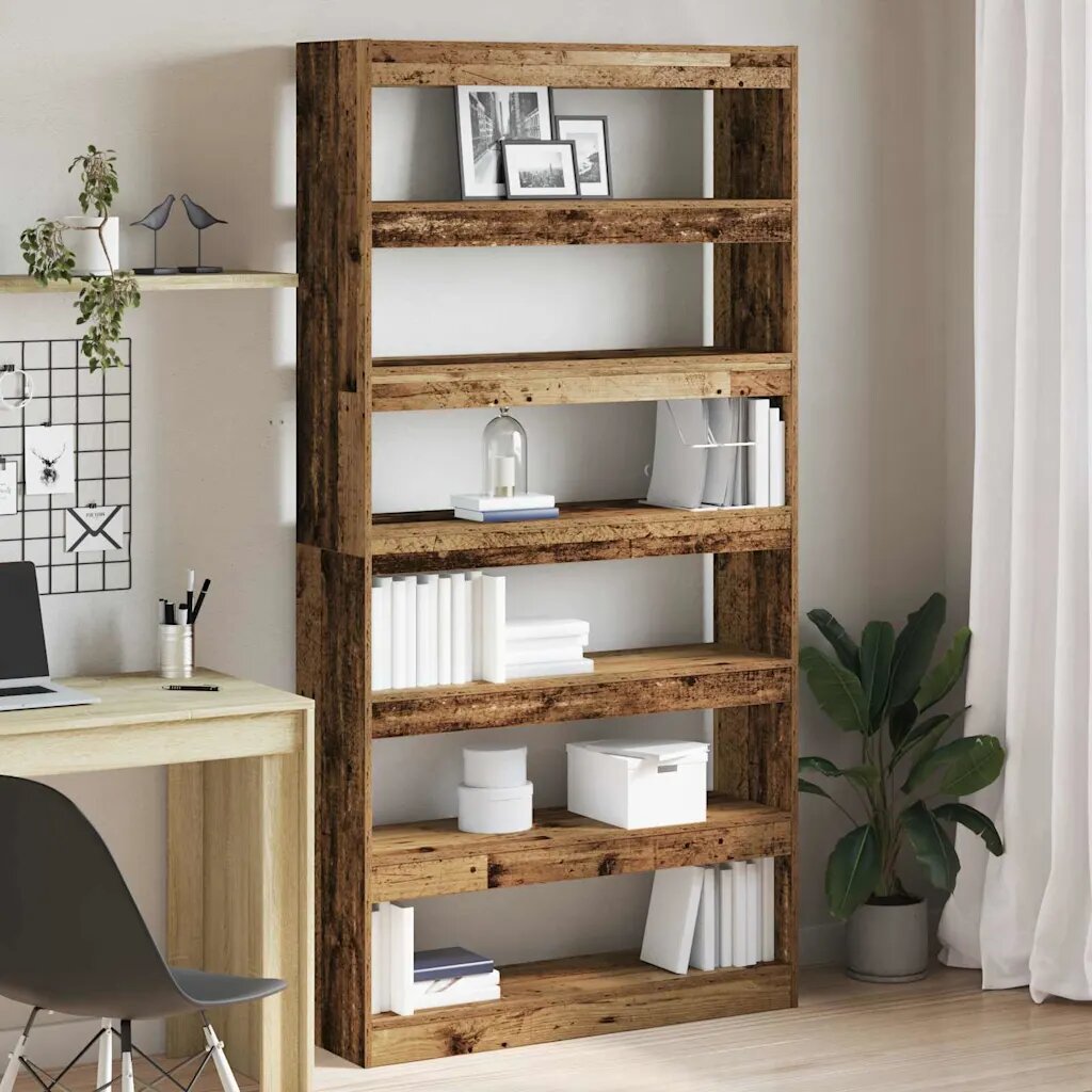 vidaXL Шкаф за книги 6 нива 100 x 30 x 198 см Инженерна дървесина