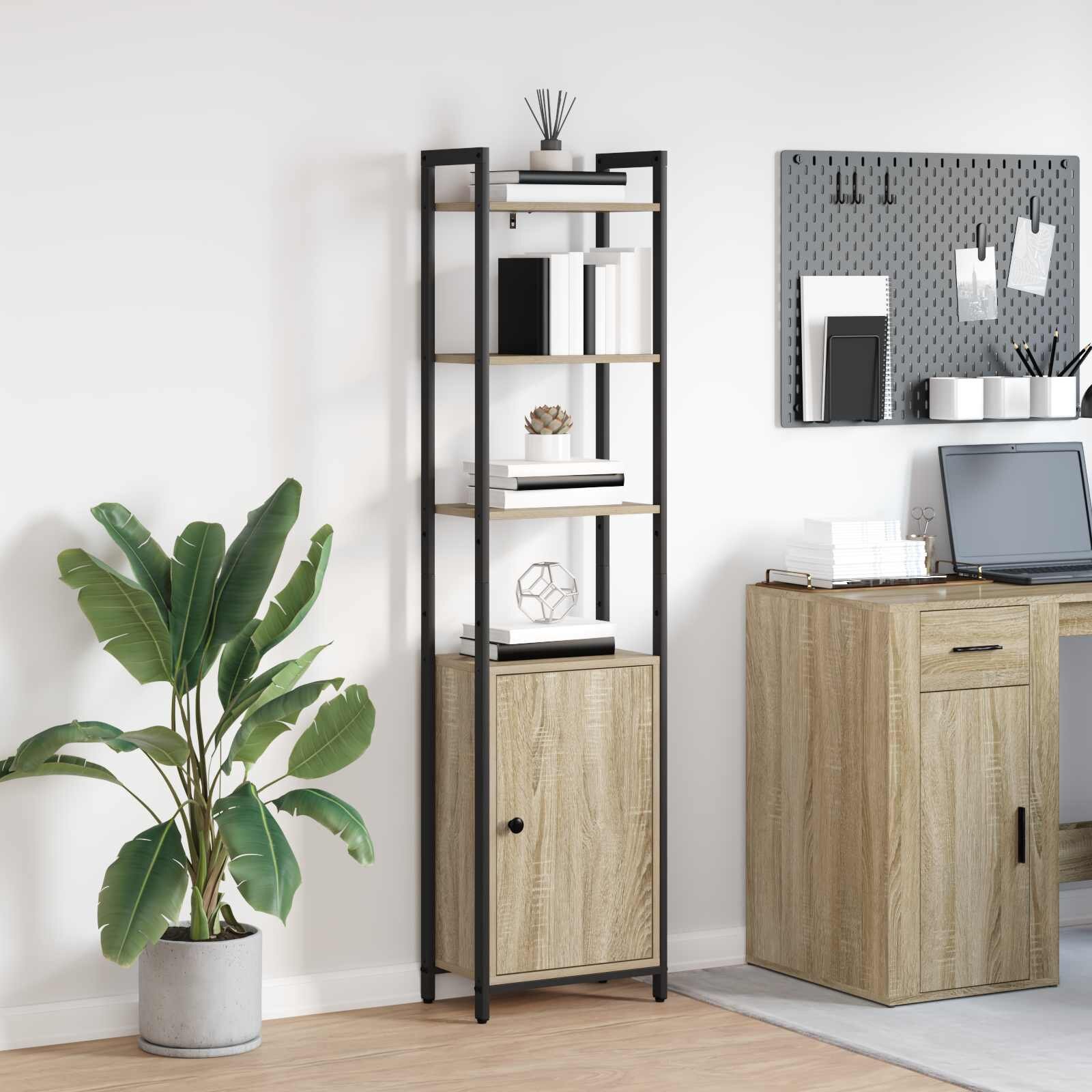 vidaXL Шкаф за книги 6 нива 40 x 24 x 161 см Инженерна дървесина