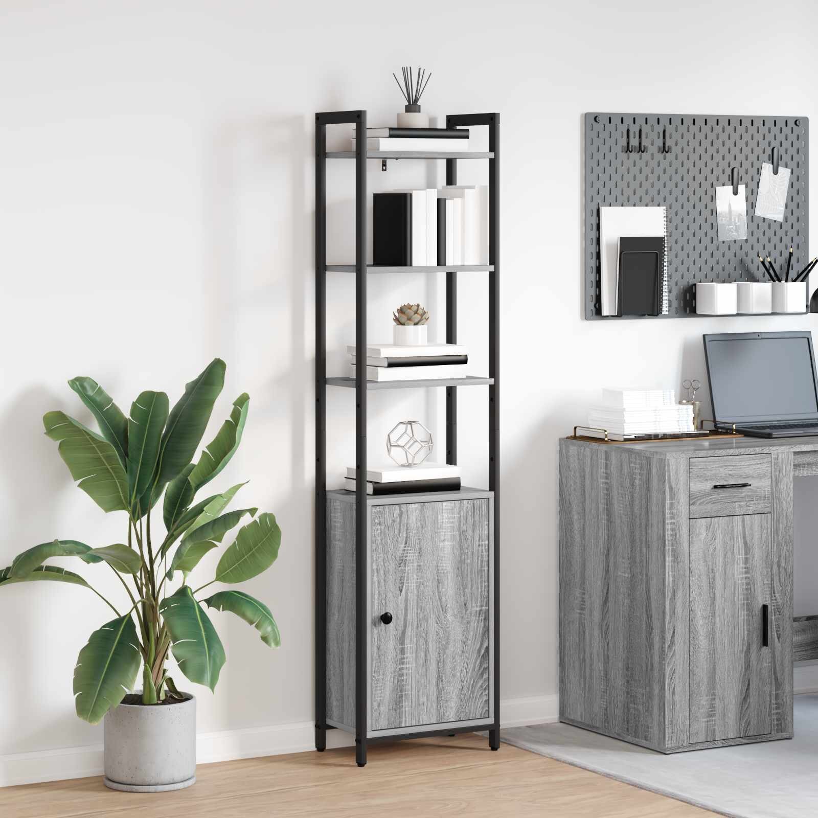 vidaXL Шкаф за книги 6 нива 40 x 24 x 161 см Инженерна дървесина