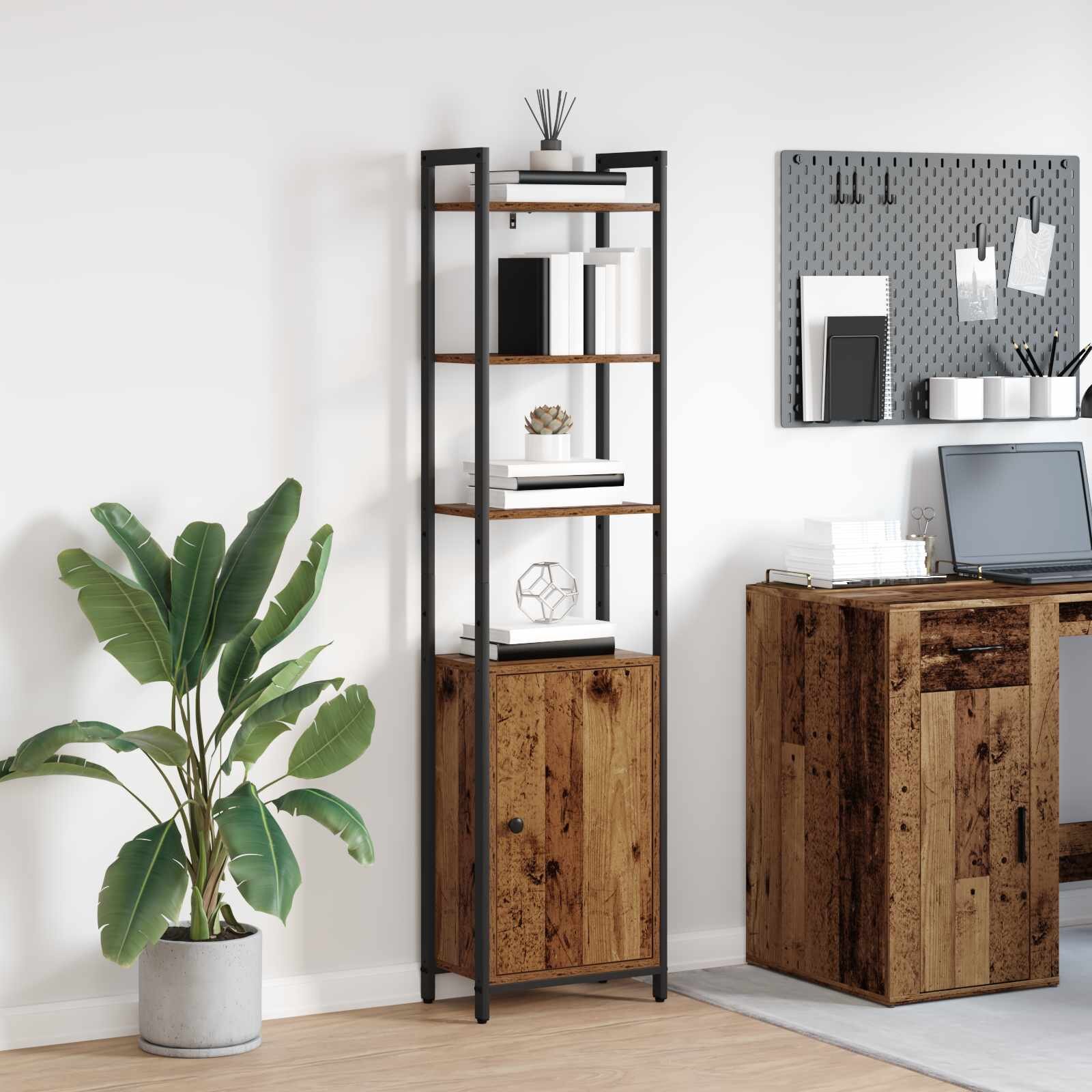 vidaXL Шкаф за книги 6 нива 40 x 24 x 161 см Инженерна дървесина