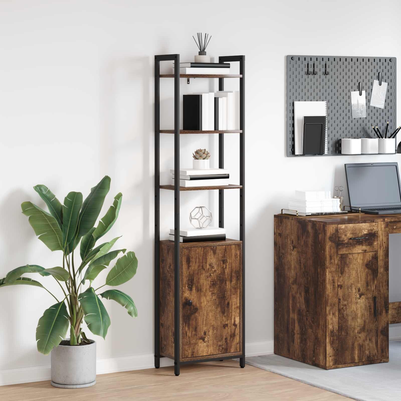 vidaXL Шкаф за книги 6 нива 40 x 24 x 161 см Инженерна дървесина