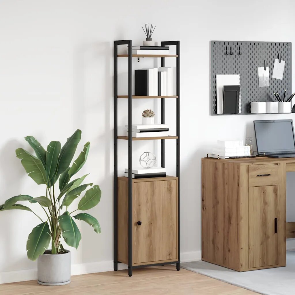 vidaXL Шкаф за книги 6 нива 40 x 24 x 161 см Инженерна дървесина Дъб