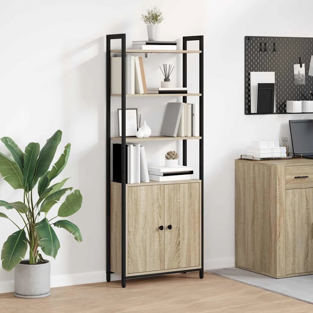 vidaXL Шкаф за книги 6 нива 60 x 24 x 161 см Инженерна дървесина