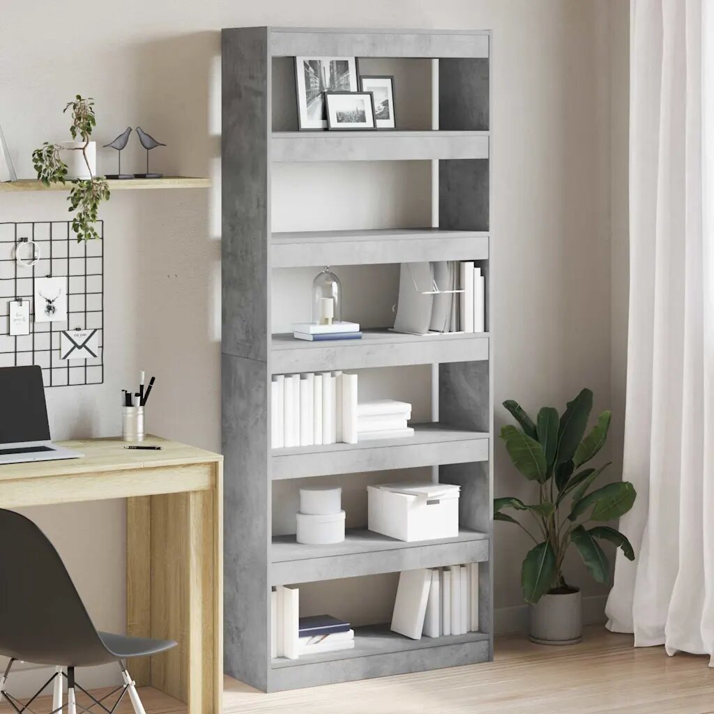 vidaXL Шкаф за книги 6 нива 80 x 30 x 198 см Инженерна дървесина