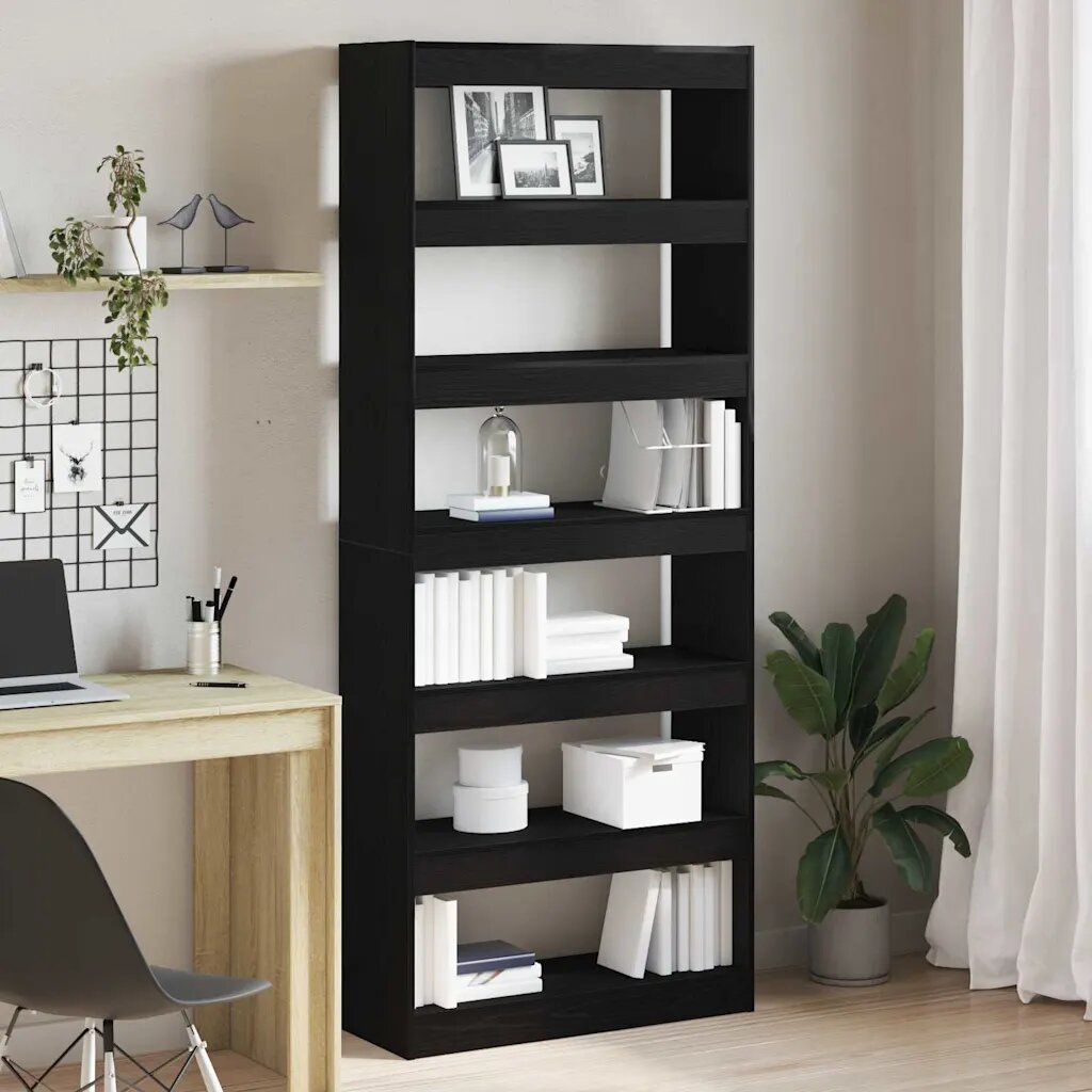 vidaXL Шкаф за книги 6 нива 80 x 30 x 198 см Инженерна дървесина