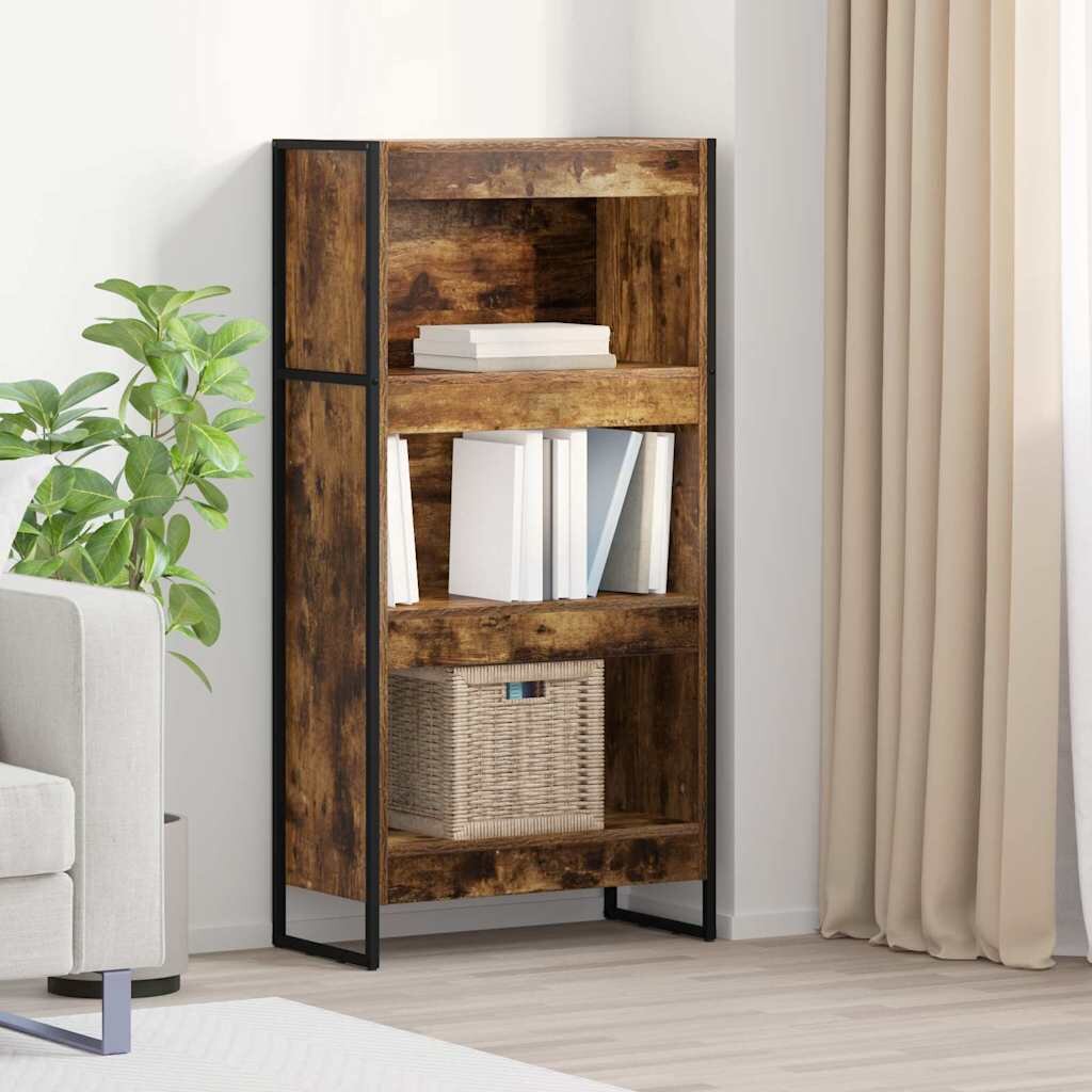 vidaXL Шкаф за книги 60 x 30 x 121 см Инженерна дървесина Димящ дъб
