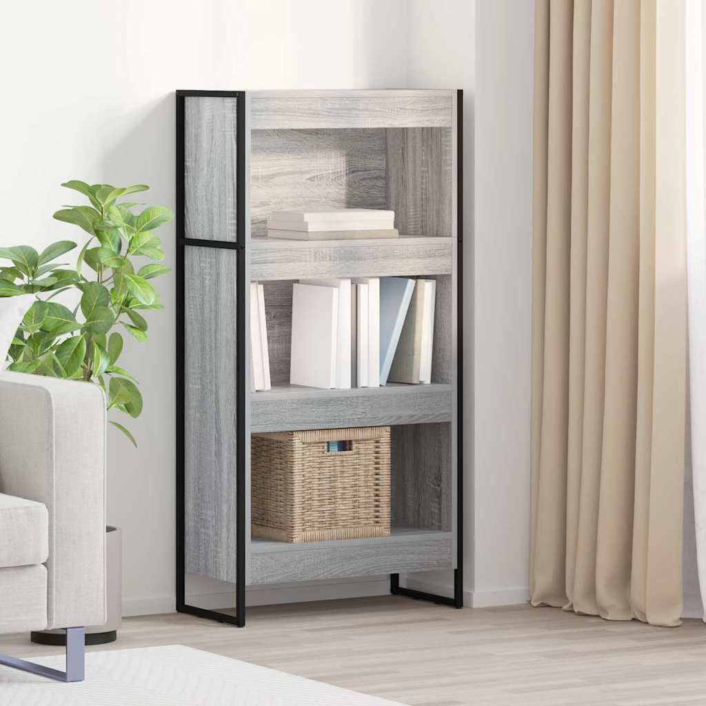 vidaXL Шкаф за книги 60 x 30 x 121 см Инженерна дървесина Сив Сонома