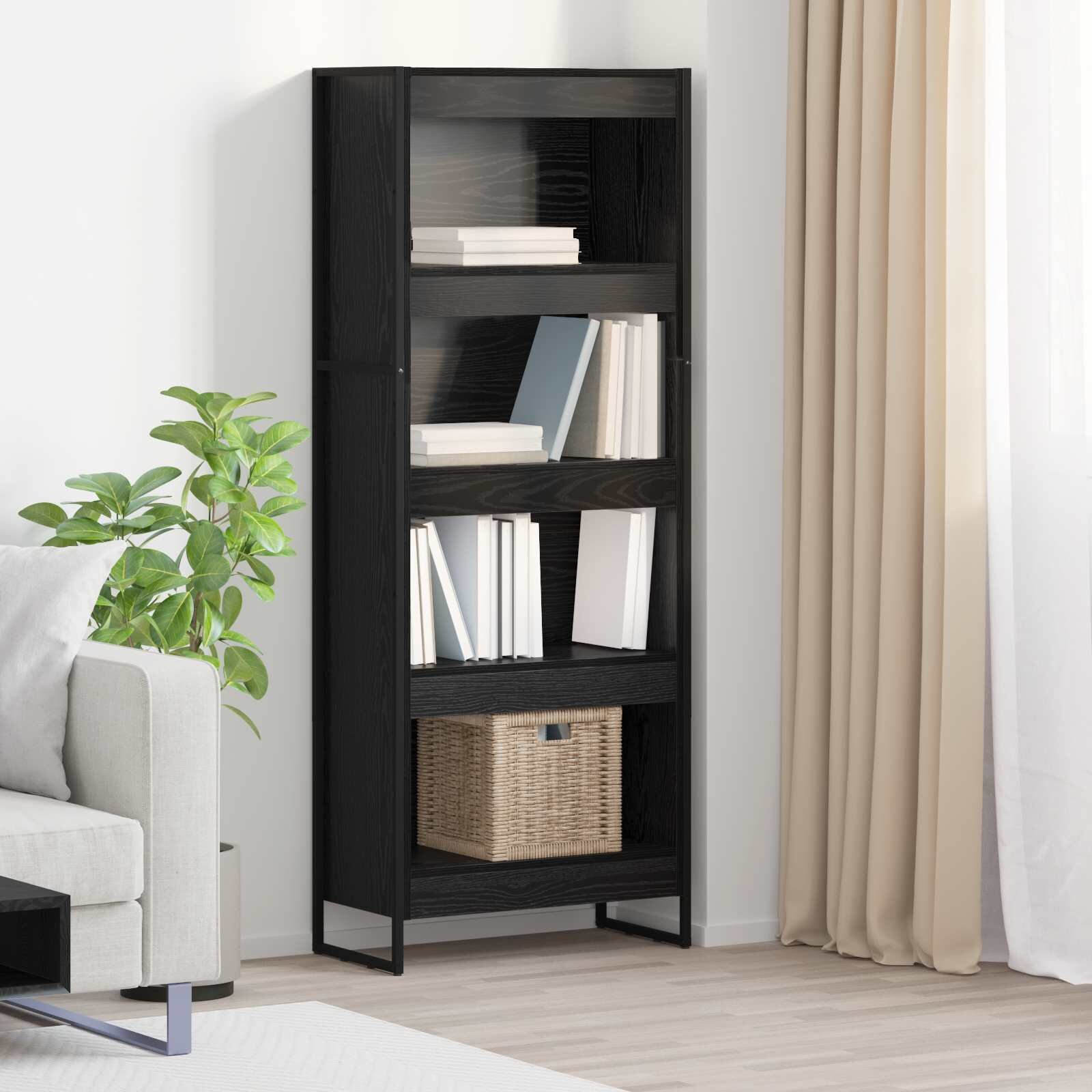 vidaXL Шкаф за книги 60 x 30 x 155 см Инженерна дървесина Черния дъб