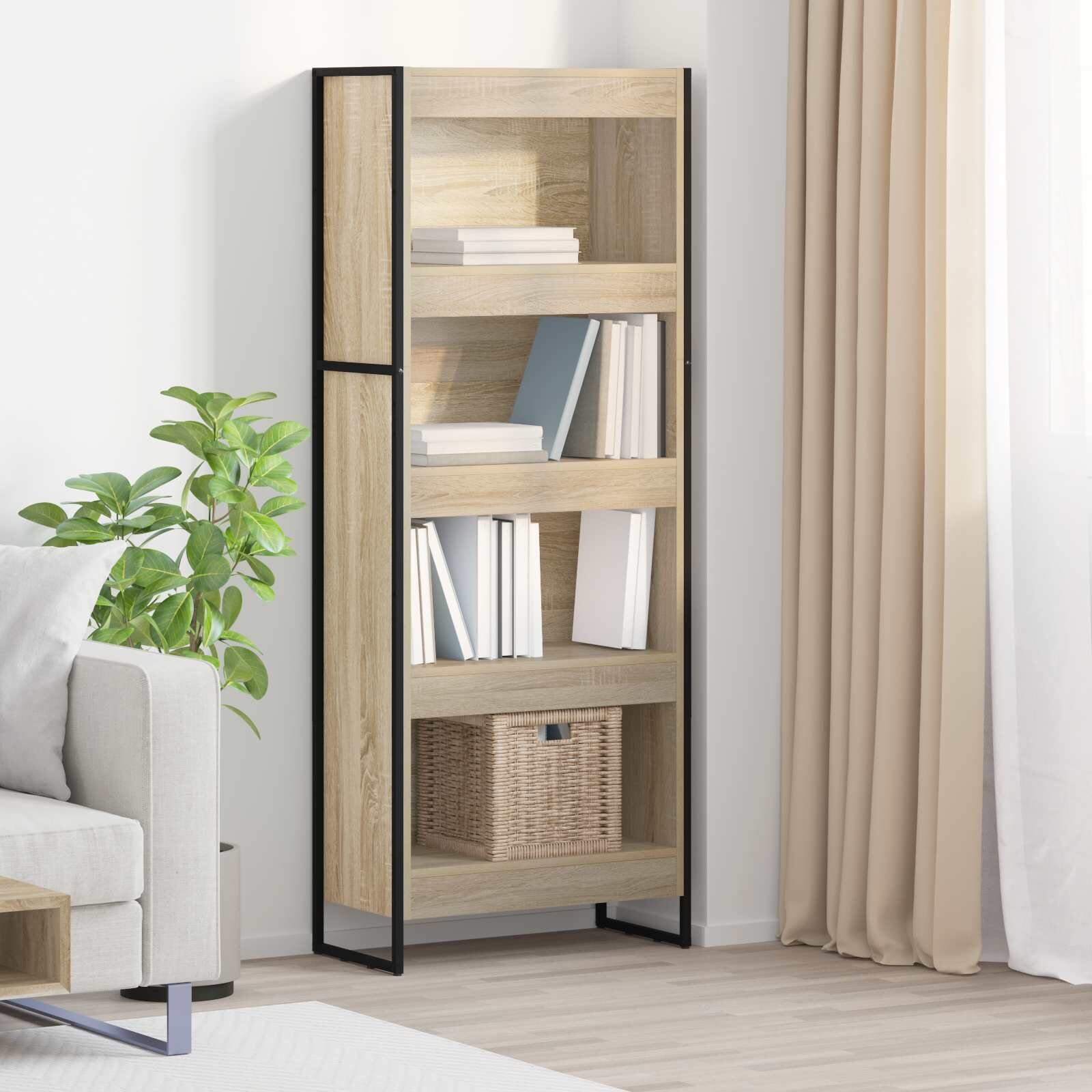 vidaXL Шкаф за книги 60 x 30 x 155 см Инженерна дървесина Сонома