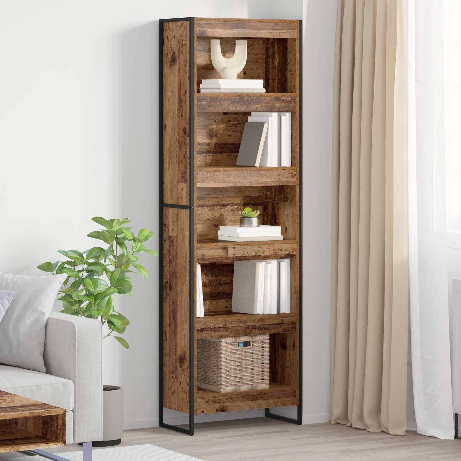 vidaXL Шкаф за книги 60 x 30 x 1895 см Инженерна дървесина