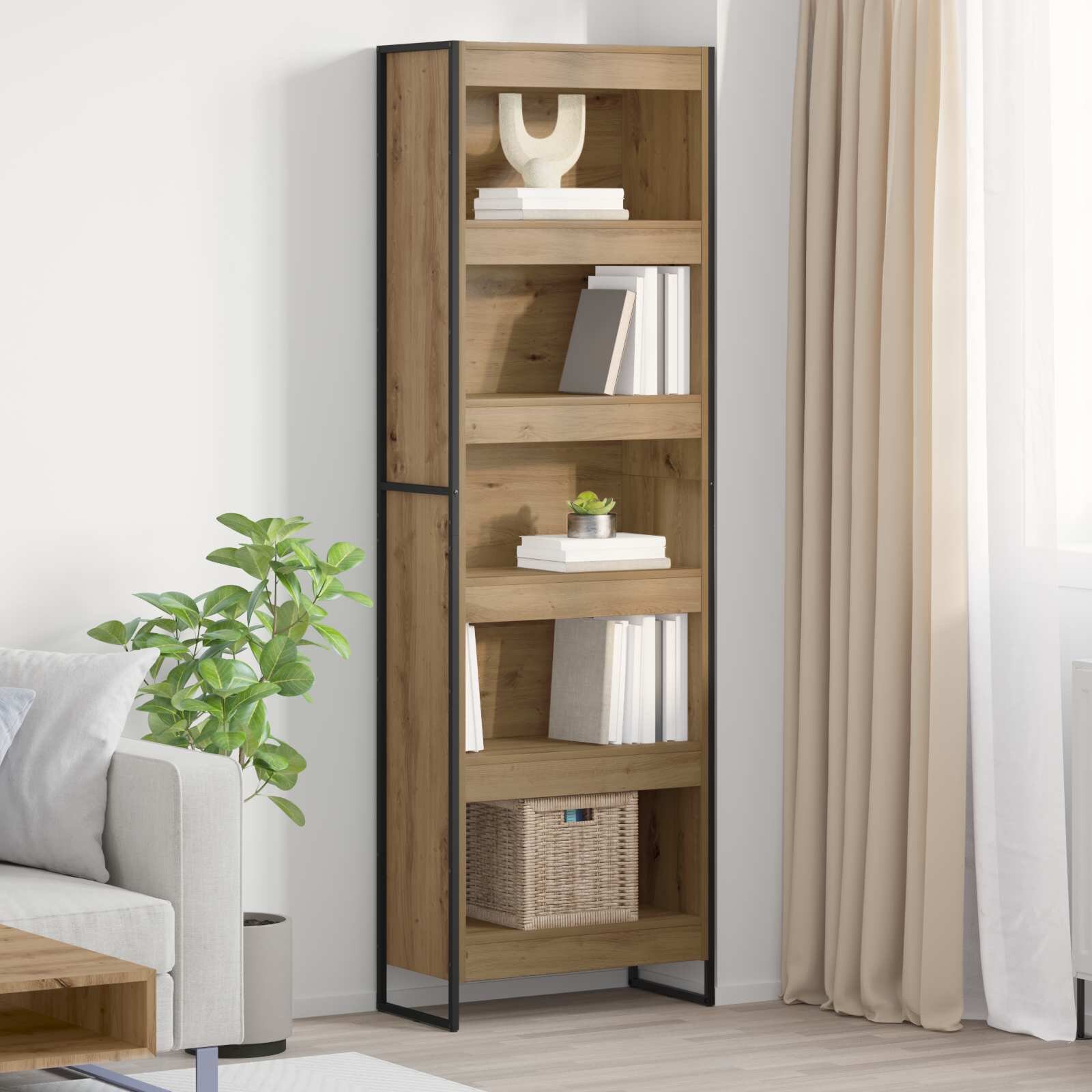 vidaXL Шкаф за книги 60 x 30 x 1895 см Инженерна дървесина