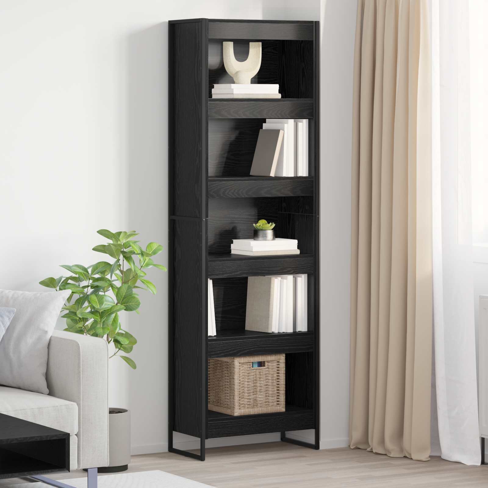 vidaXL Шкаф за книги 60 x 30 x 1895 см Инженерна дървесина Черния дъб