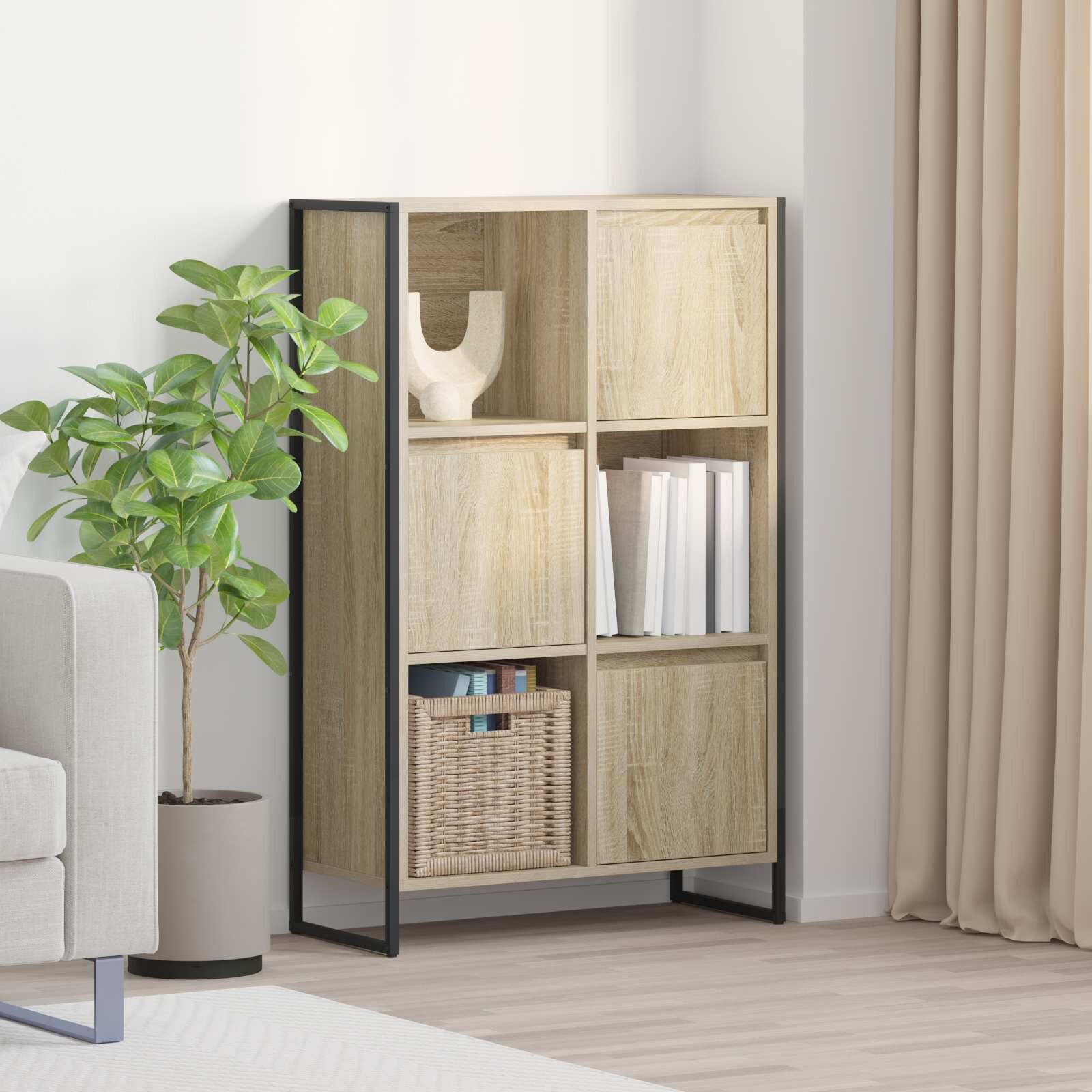 vidaXL Шкаф за книги 68 x 30 x 108.5 см Инженерна дървесина Сонома