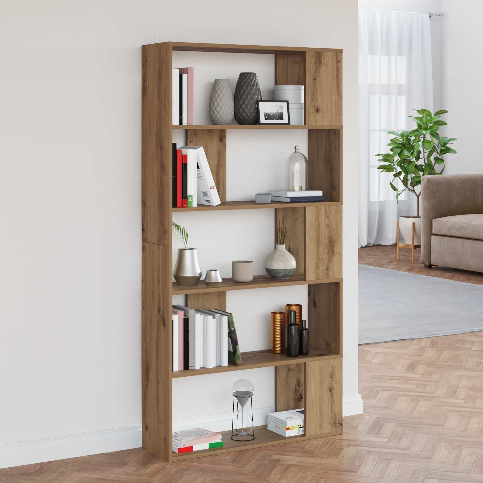 vidaXL Шкаф за книги 80 x 24 x 159 см Инженерна дървесина Дъб