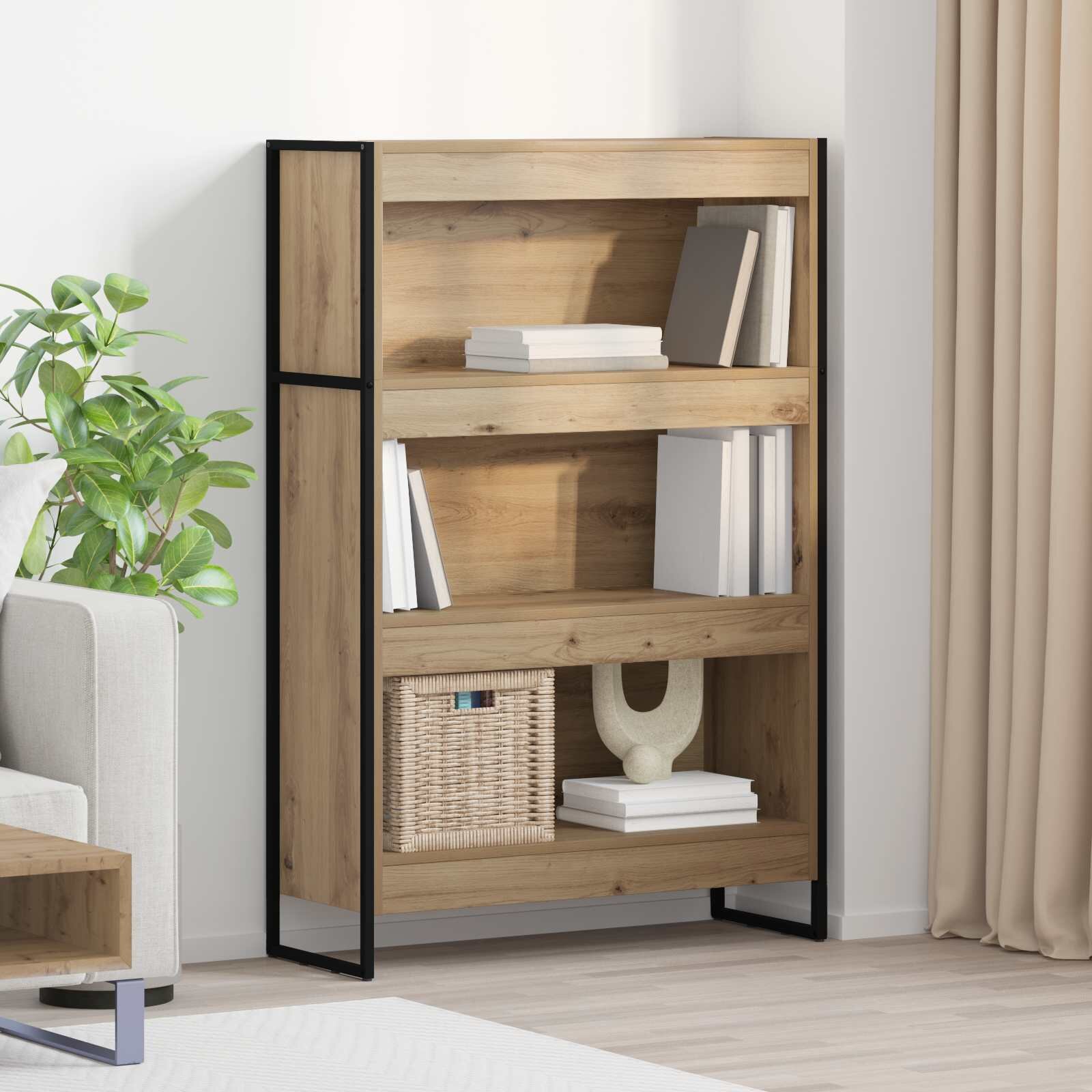 vidaXL Шкаф за книги 80 x 30 x 121 см Инженерна дървесина Дъб Артизан