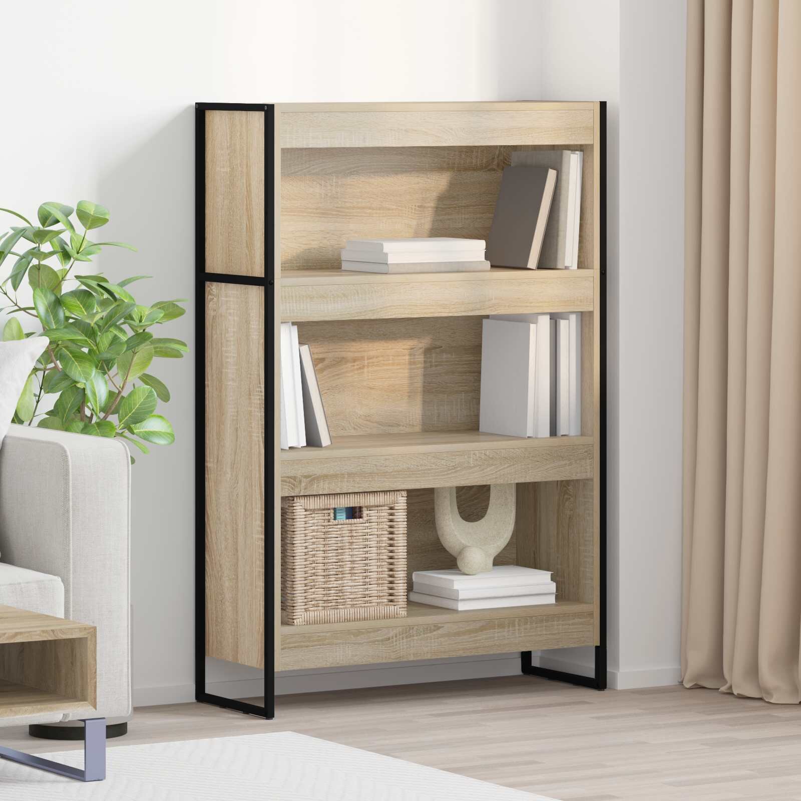 vidaXL Шкаф за книги 80 x 30 x 121 см Инженерна дървесина Сонома