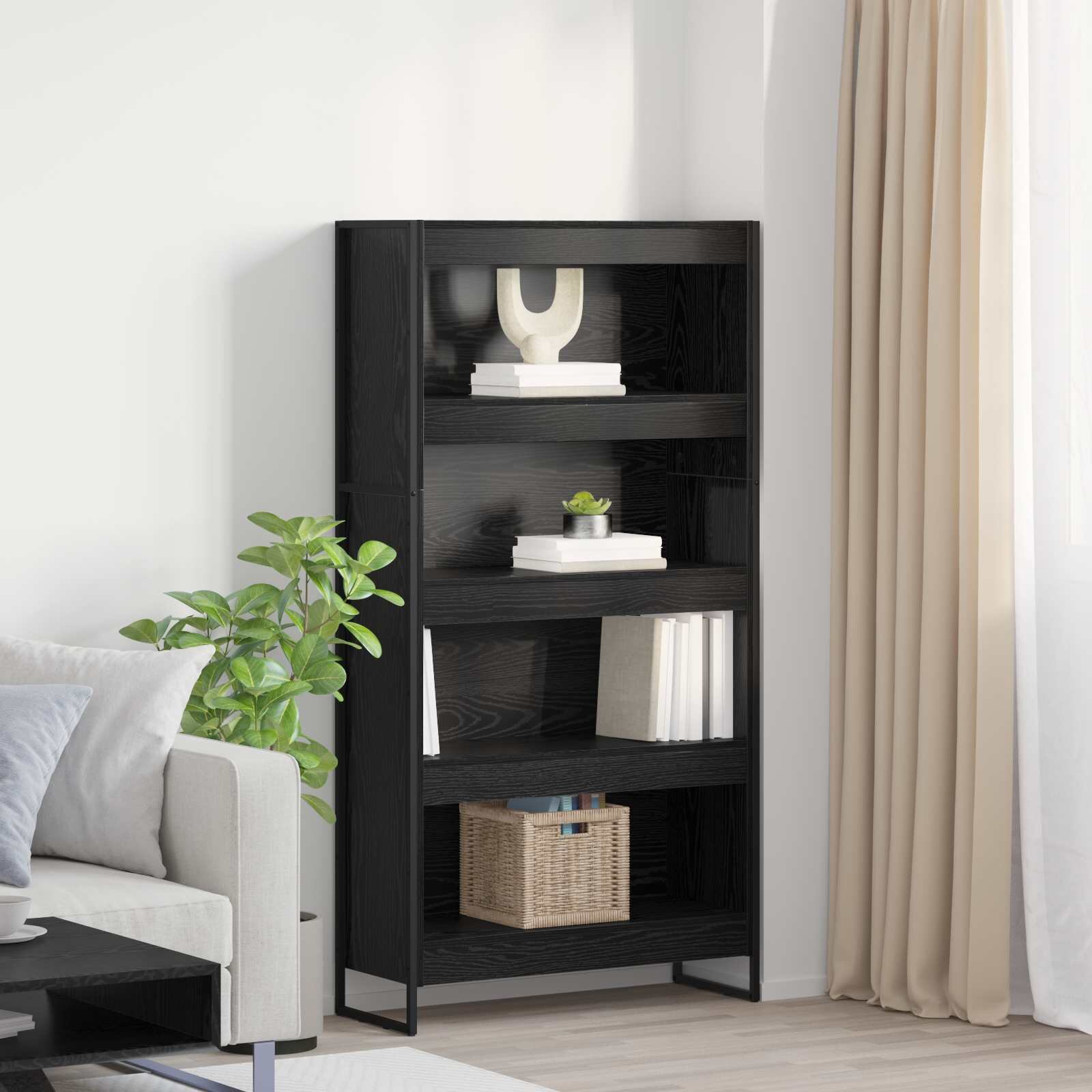 vidaXL Шкаф за книги 80 x 30 x 155 см Инженерна дървесина Черния дъб